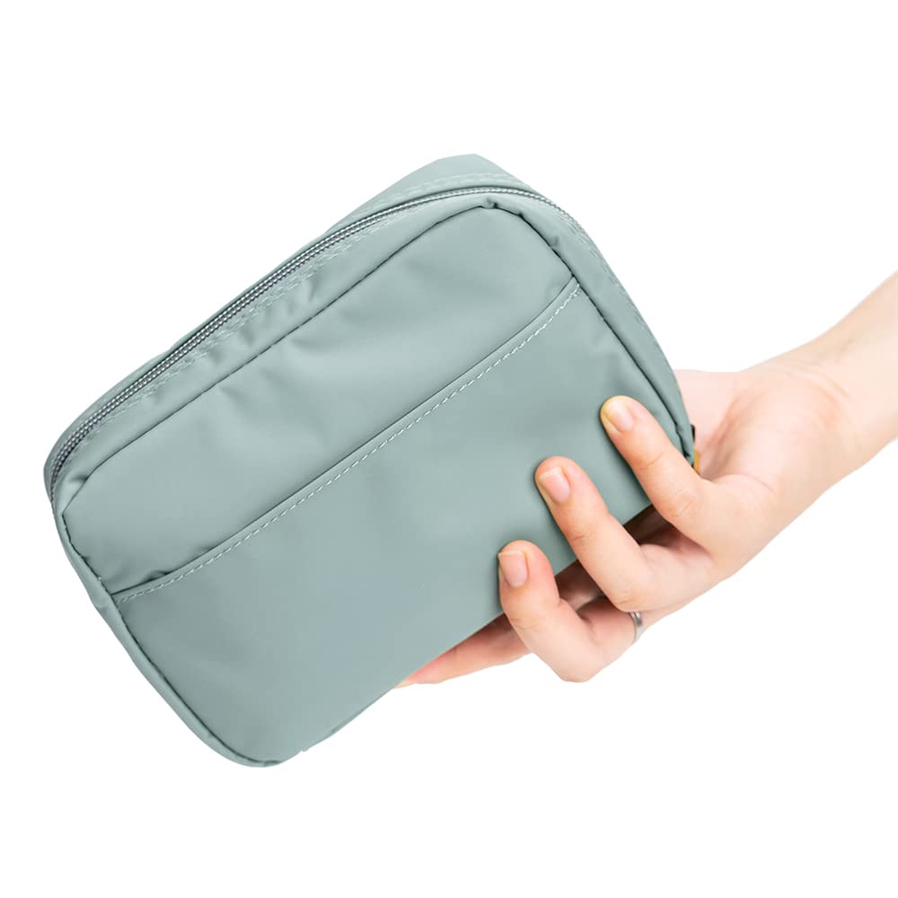 Hekyip Rectangular Beauty Bag - Small Travel Makeup Organizer for Purse, Portable Waterproof Cosmetic Pouch for Women (Mint Blue) | Perfect for Travel, Gym & Daily Essentials Storage