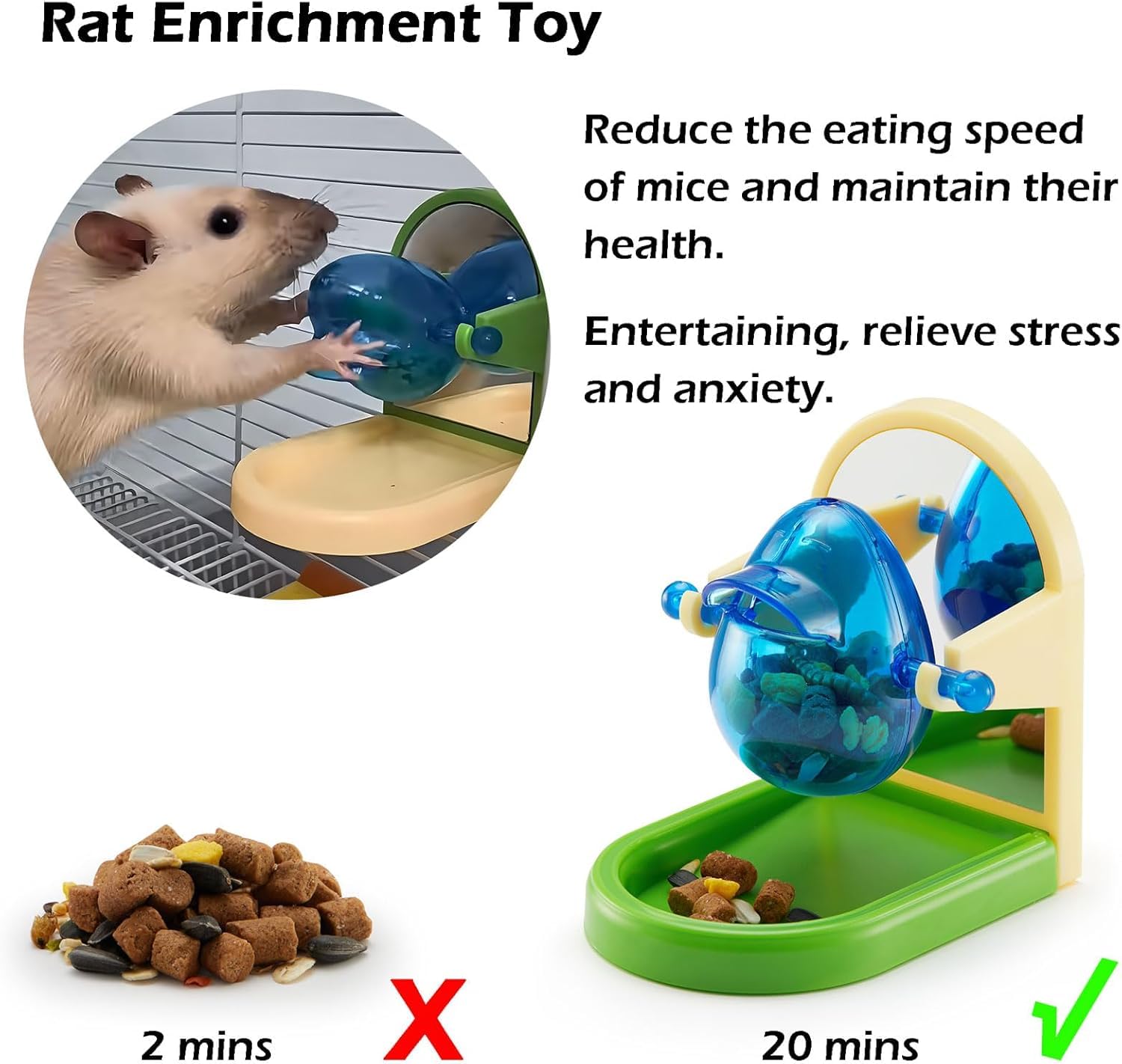 HAICHEN TEC Interactive Foraging Puzzle Toy for Hamsters, Ferrets & Rats - Slow Feeder Treat Dispenser Cage Enrichment Toy | Also Great for Birds Like Parakeets, Cockatiels & Conures (Blue) - Perfect for Mental Stimulation & Preventing Boredom in Small Pets