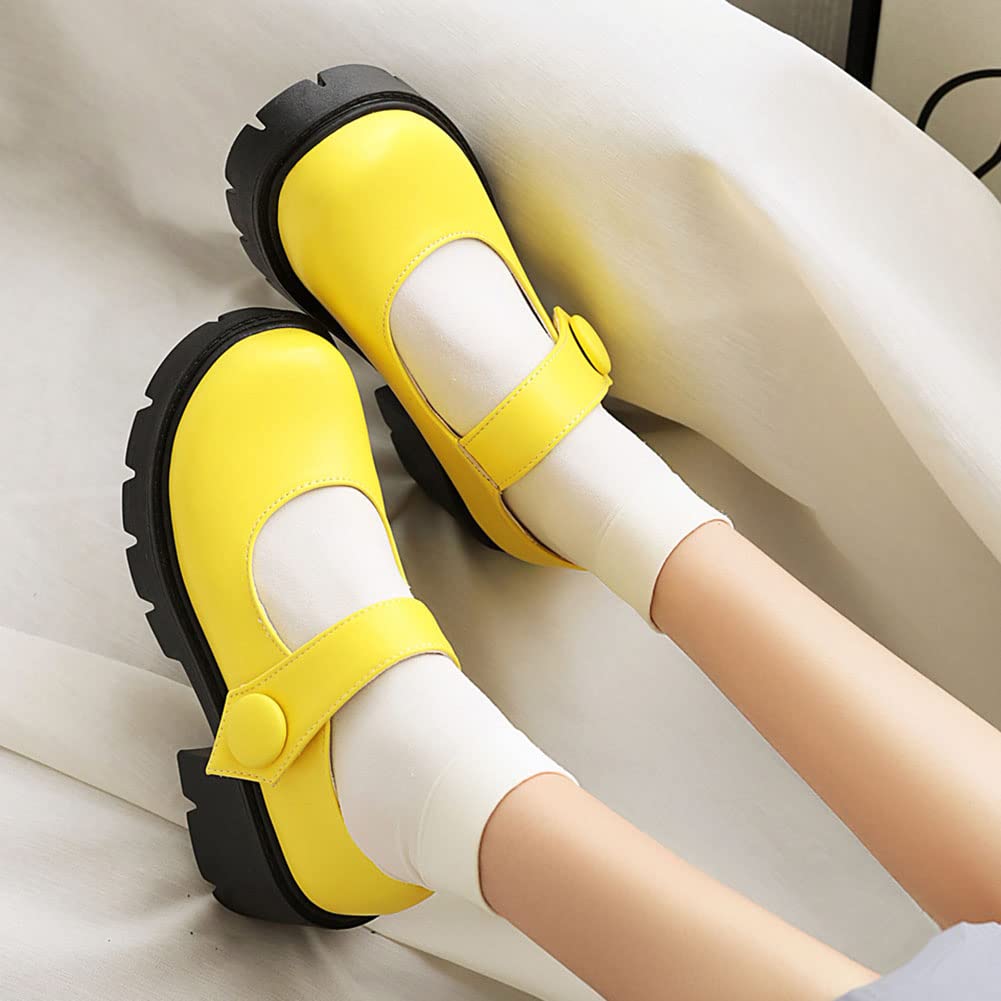 Women's Mary Jane Platform Shoes - Chunky Heel Lolita Style School Shoes for Casual Wear & Cosplay