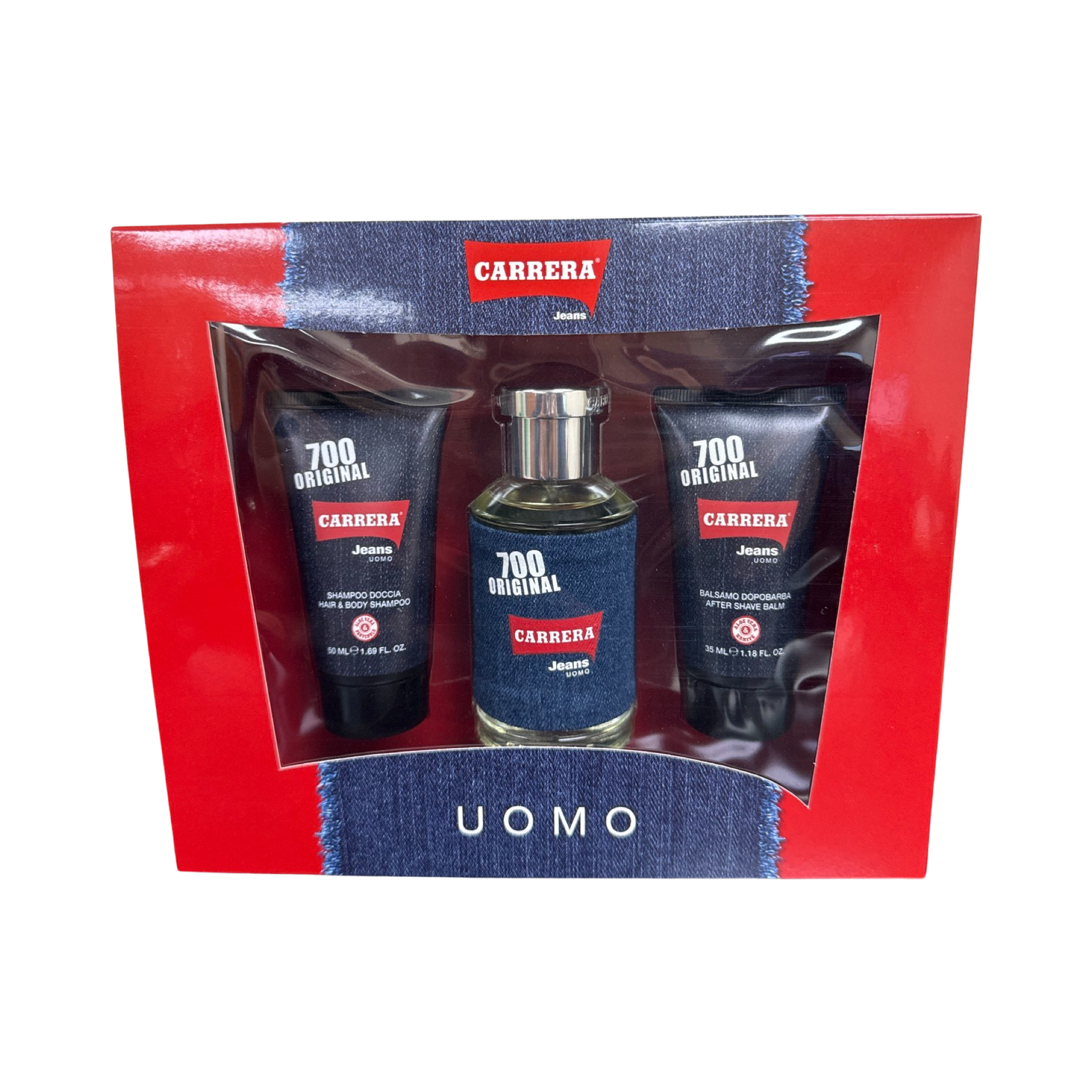 Carrera Jeans 700 Original Men's Gift Set - 75ML EDT Spray + 50ML Hair & Body Shampoo + 35ML After Shave Balm | Perfect for Gifts, Travel & Daily Fragrance Care