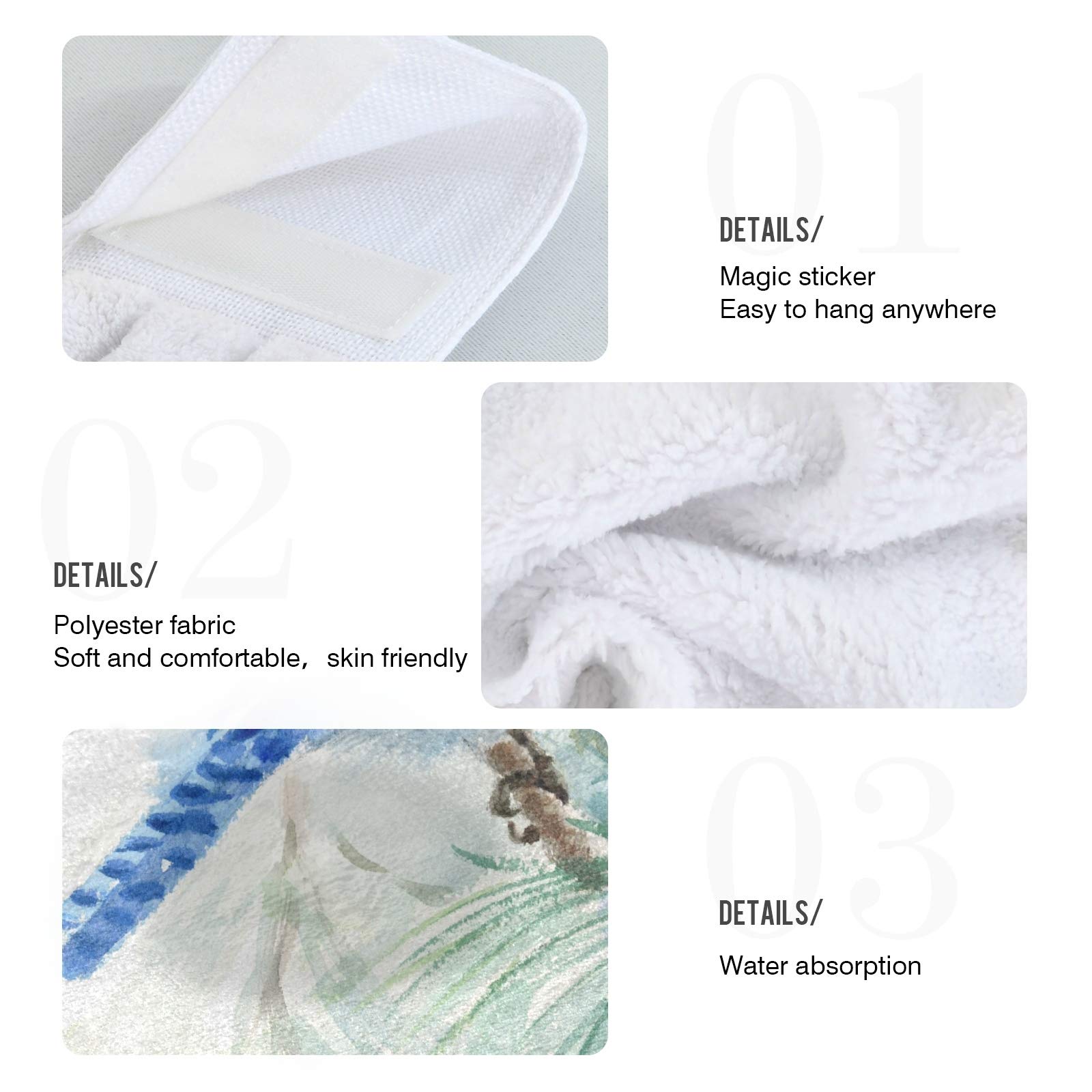 Set of 2 Blue Jay Winter Bird Kitchen Towels - Absorbent Cotton Hand Towels & Washcloths for Kitchen, Bathroom Decor - Perfect for Holiday Gifts & Farmhouse Style Home Decor
