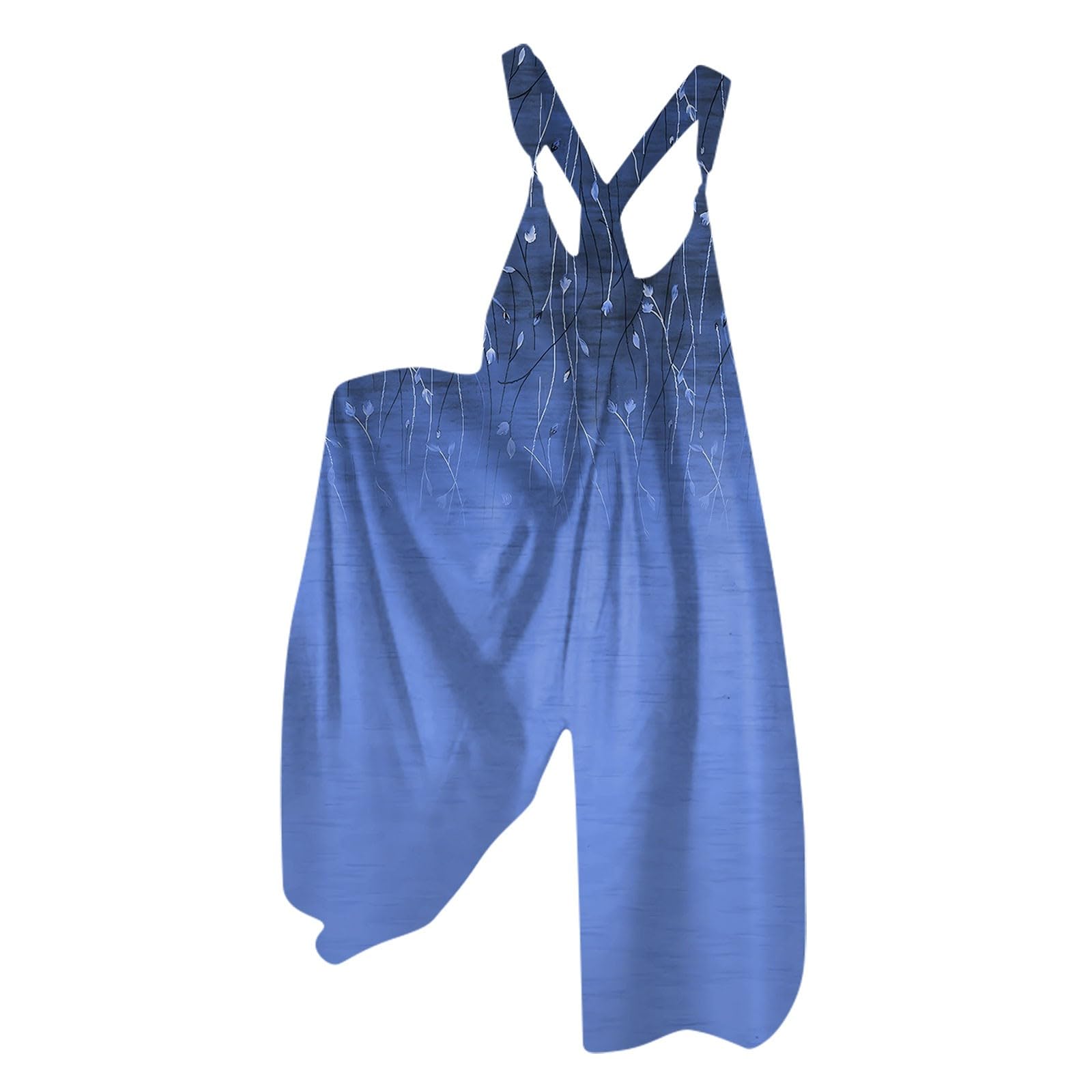 Women's Sleeveless Jumpsuit with Adjustable Straps - 2024 Summer Graphic Print Wide Leg Romper - Loose Fit Casual Wear for Beach, Vacation & Everyday Outfits