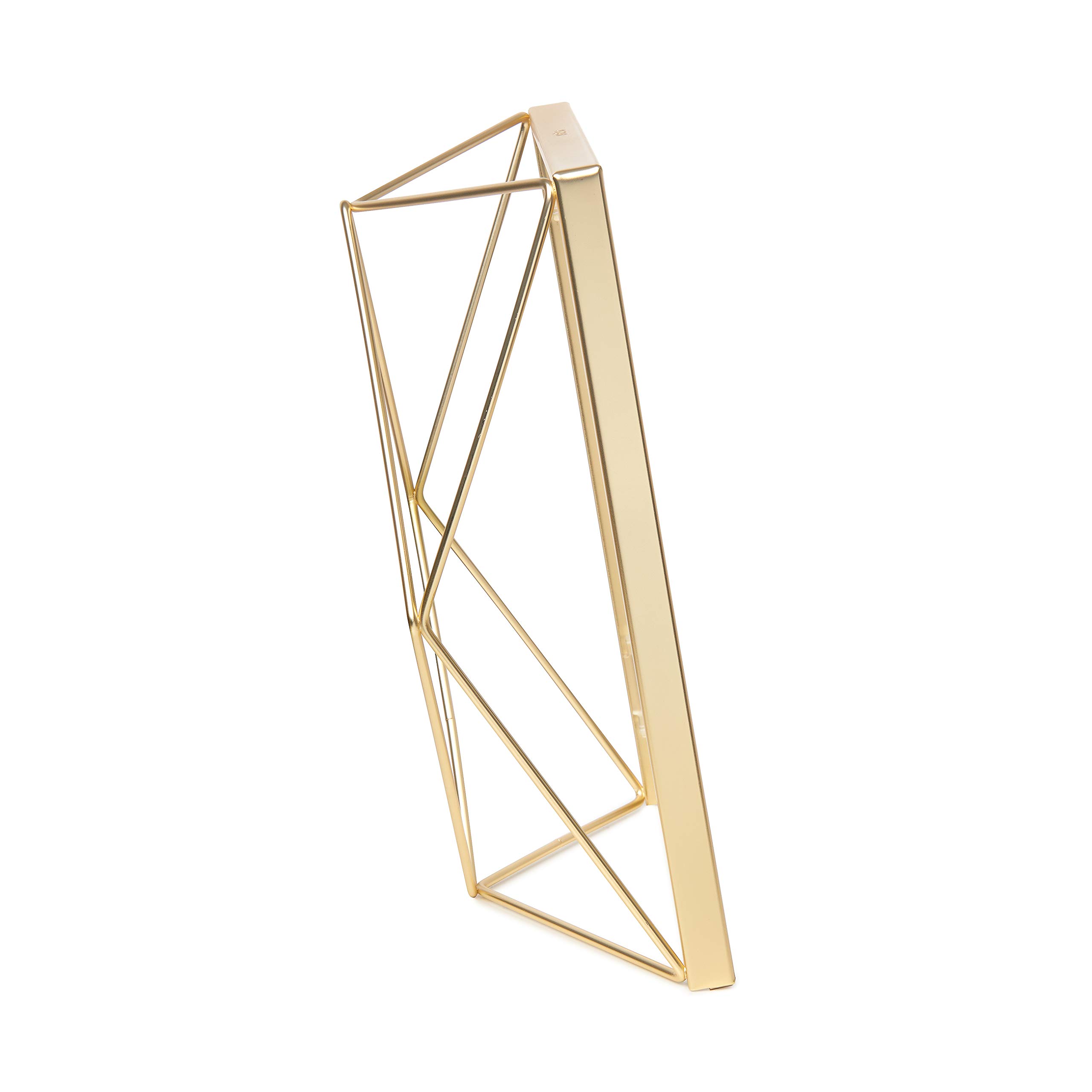 Umbra Prisma 5x7 Picture Frame - Elegant Brass Metal Photo Display for Desk or Wall - Perfect for Home Office Decor, Wedding Photos & Gift Giving