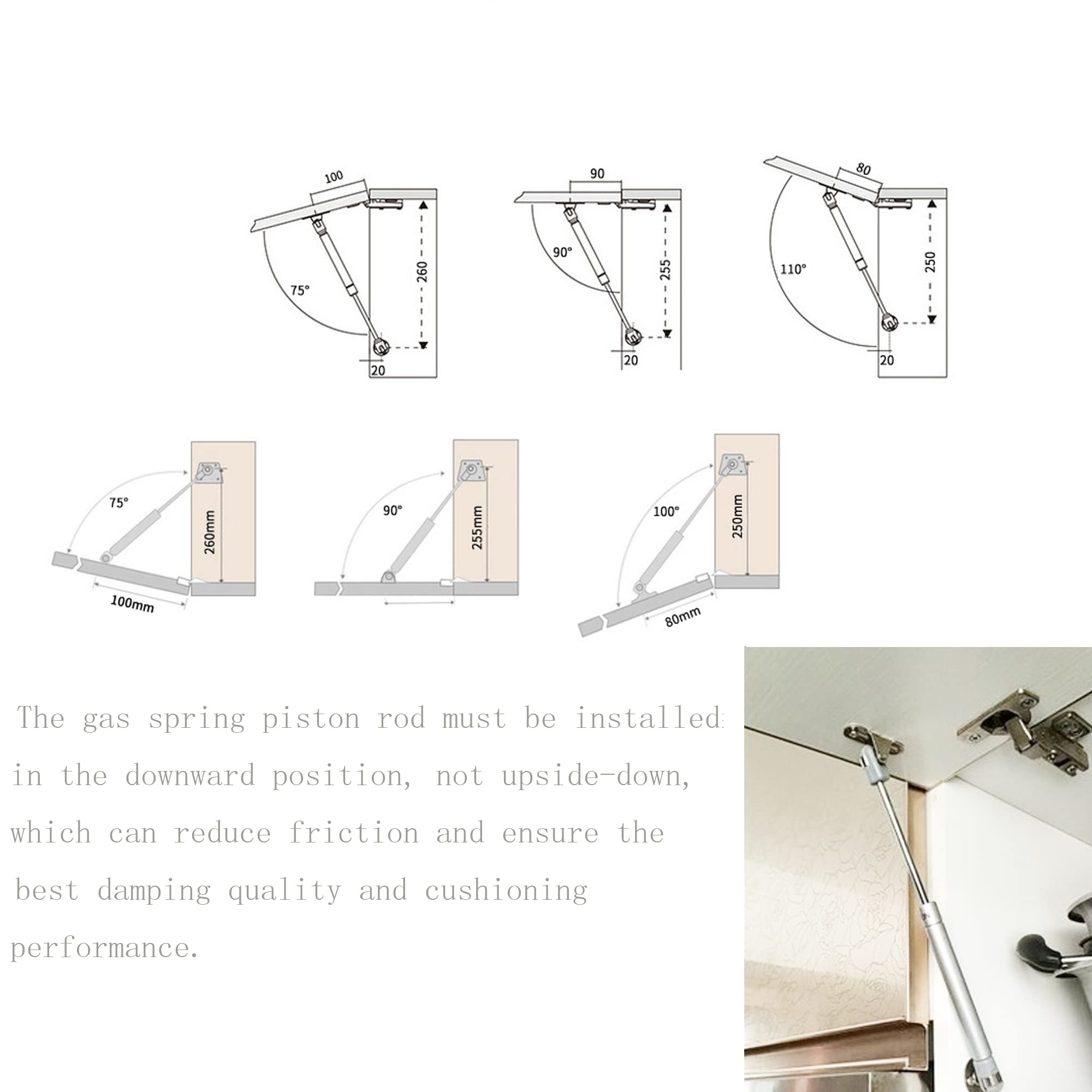 22.5lbs (100N) Telescopic Gas Struts - 2 Pack Hydraulic Gas Spring Cabinet Hinges for Soft Close & Safety Lift Support - Perfect for Toolbox, Cabinet, Storage Box, TV Stand & Toy Box (245mm) - Ideal for Home, Office & Garage Organization