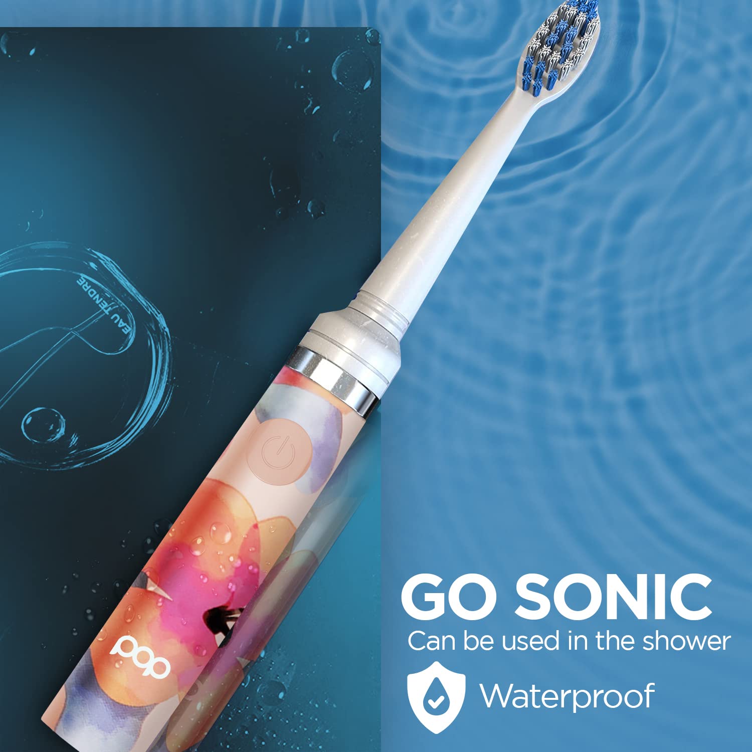 Pop Sonic Electric Toothbrush for Kids & Adults - Pink Watercolor Travel Toothbrush with 2 Speed Modes (15,000-30,000 RPM), DuPont Nylon Bristles, AAA Battery Powered - Perfect for Home, Travel & Daily Oral Care