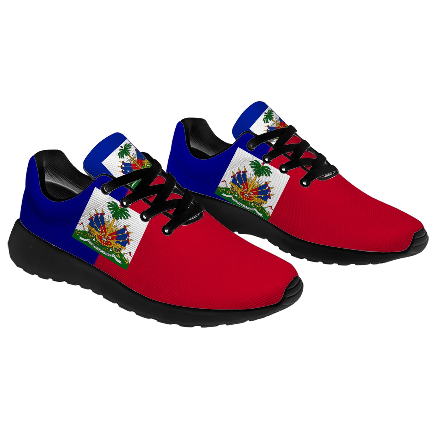 Breathable Non-Slip Running Shoes for Women & Men - Lightweight Athletic Tennis Walking Sneakers - Haitian Flag Design (Red/Blue) - US Women's 8/Men's 6 - Perfect for Jogging, Gym Workouts & Casual Wear