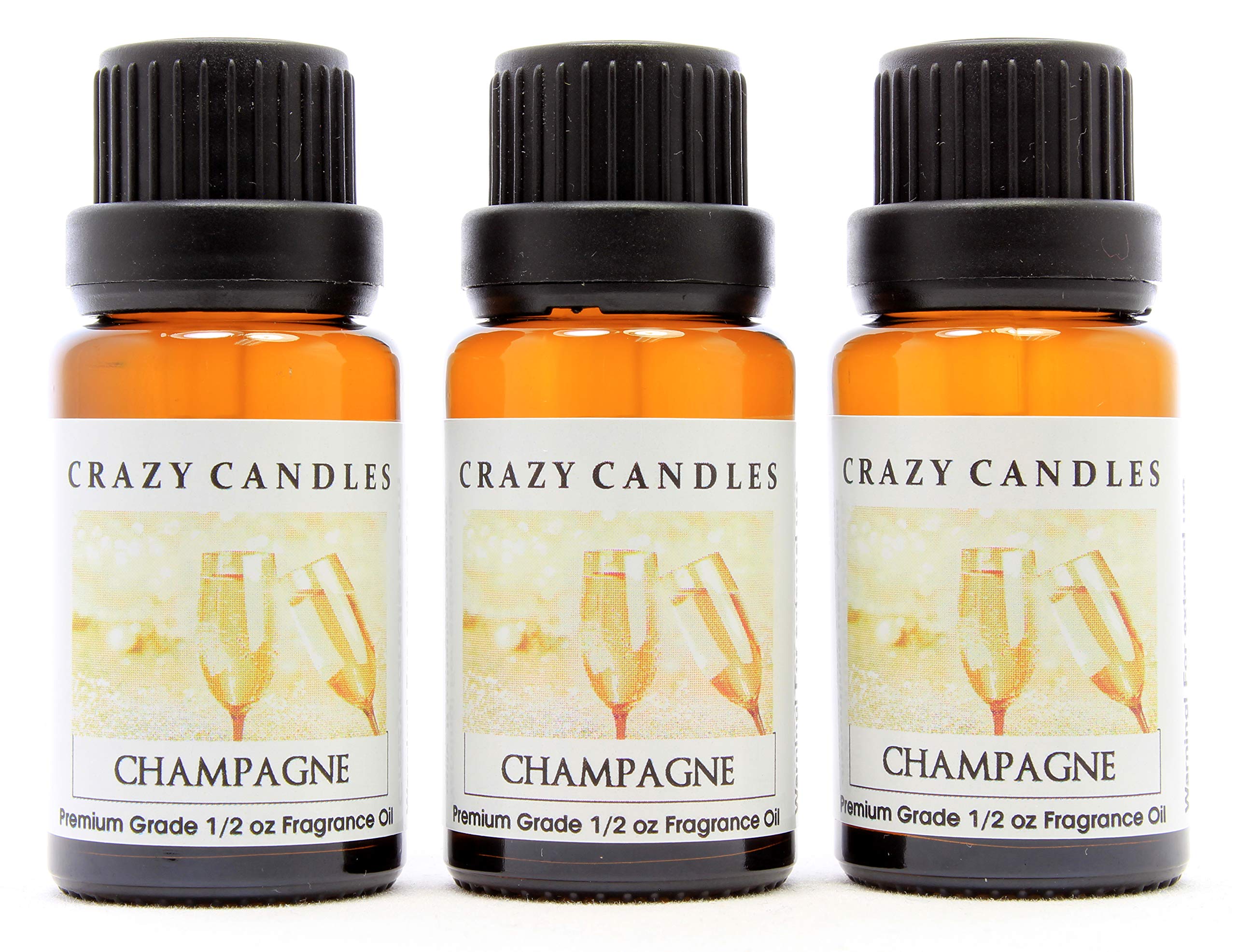 Premium Champagne Scented Fragrance Oil - 3 Pack (1/2 FL Oz Each, 15ml) - Made in USA - Perfect for Candles, Diffusers & Home Aromatherapy