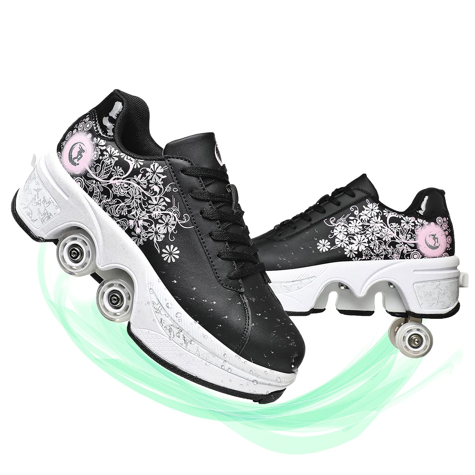 YUNWANG Retractable Roller Shoes for Kids - Convertible Skating Shoes with Wheels for Boys & Girls | Outdoor Sports, Parkour & Playground Fun