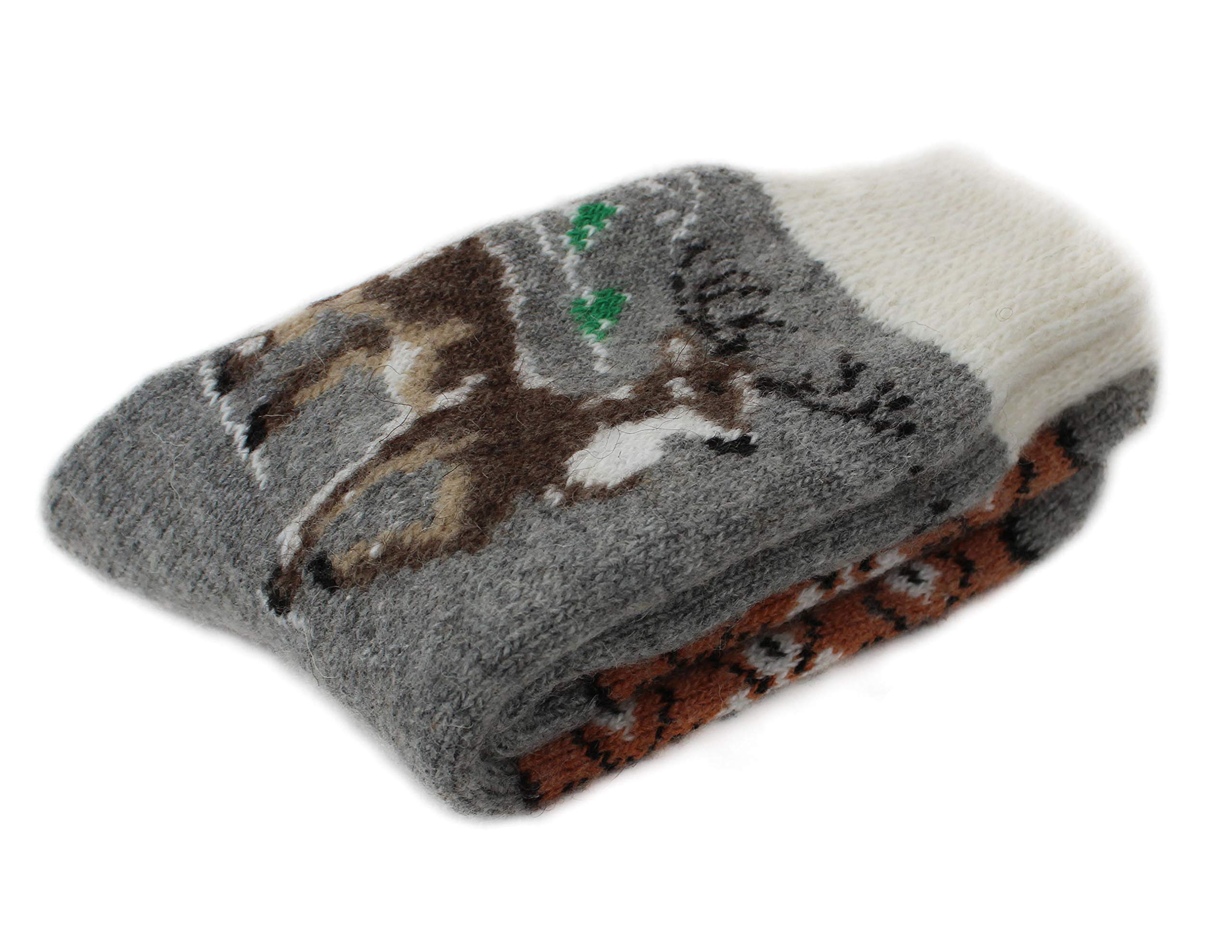 Women's Thick Warm Wool Socks with Deer Pattern - Cozy Knitted Winter Slipper Socks for Women (Medium) - Perfect for Cold Weather, Indoor Comfort & Outdoor Activities