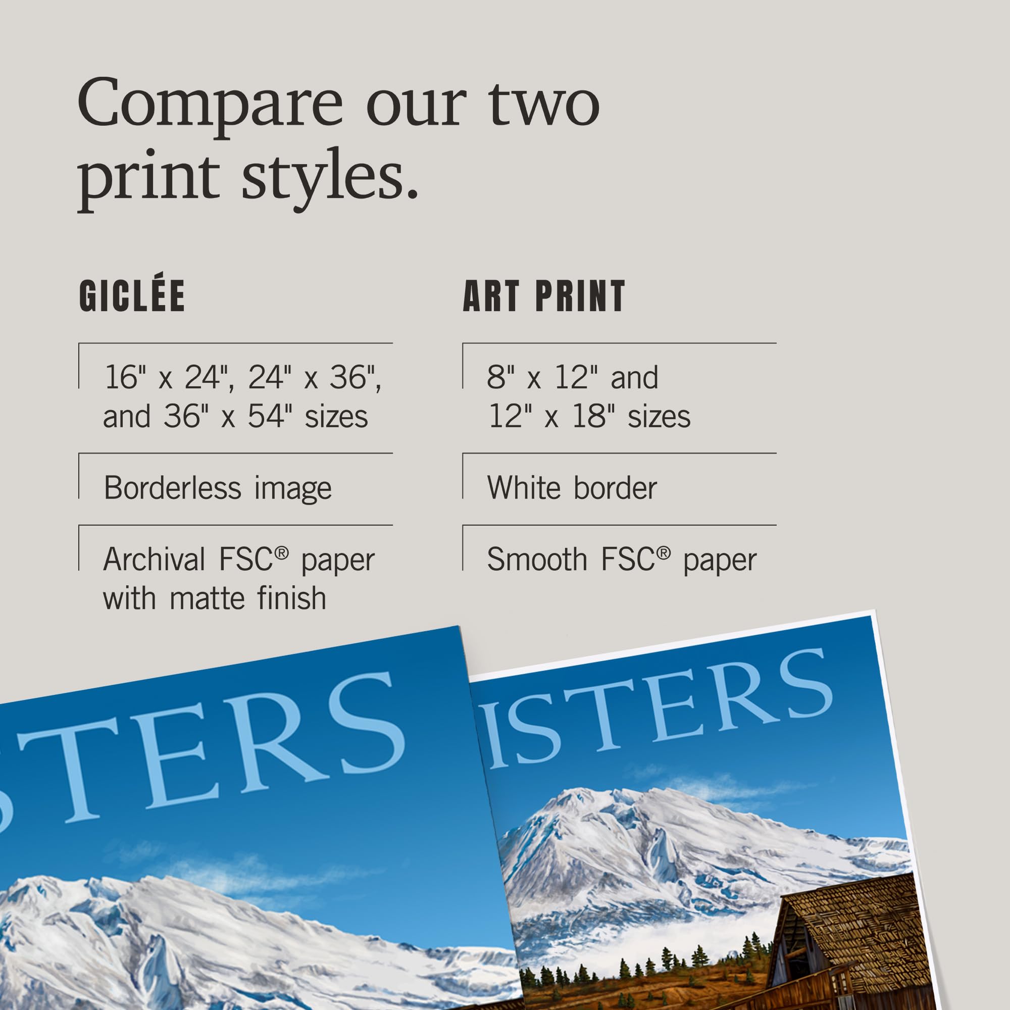 Lantern Press 36x54 Inch Giclee Art Print - Horses and Mountain Landscape Wall Decor from Sisters Oregon | Perfect for Living Room, Bedroom or Office Decor