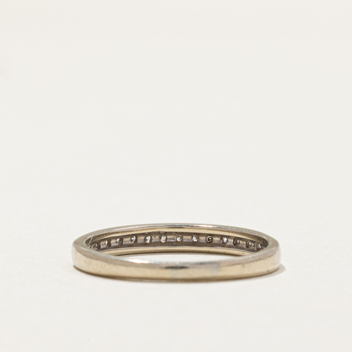 Semi Eternity Diamond Wedding Band Ring - 0.15ctw Round Cut Diamonds in 14K White Gold - Size 7 - Perfect for Anniversary Gifts, Bridal Jewelry & Special Occasions