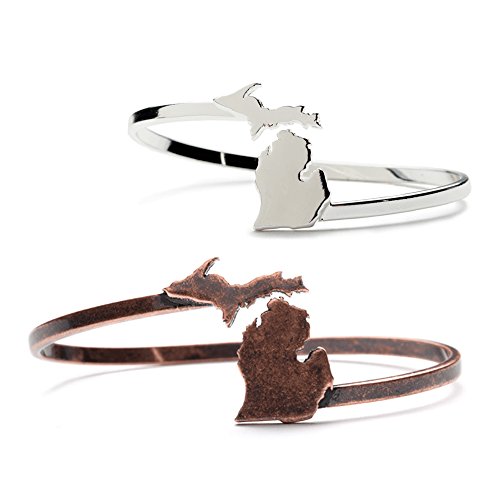 Set of 2 Michigan Bangle-Antique Copper, Silver Plated