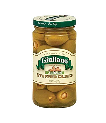 Premium Giuliano Almond Stuffed Olives - 7oz (3-Pack) | Gourmet Mediterranean Snack for Charcuterie Boards, Cocktail Parties & Healthy Appetizers