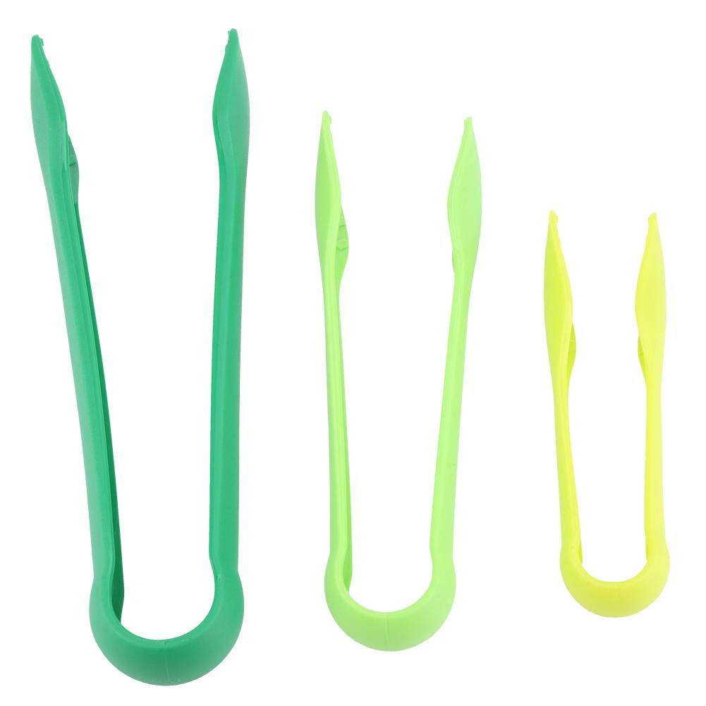 3-Piece Plastic Bread Tongs Set - Multifunctional Food Clamps for Baking, Serving & Kitchen Use | Perfect for Home Bakery, Restaurants & Cafes (Green)