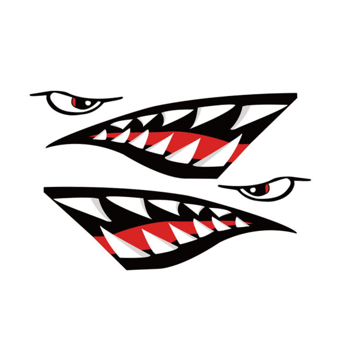 Waterproof Shark Teeth & Skeleton Fish Vinyl Decals - Durable Car, Bike, Kayak, Canoe & Boat Stickers for Outdoor Adventures | Funny Marine-Themed Decoration for Water Sports Enthusiasts