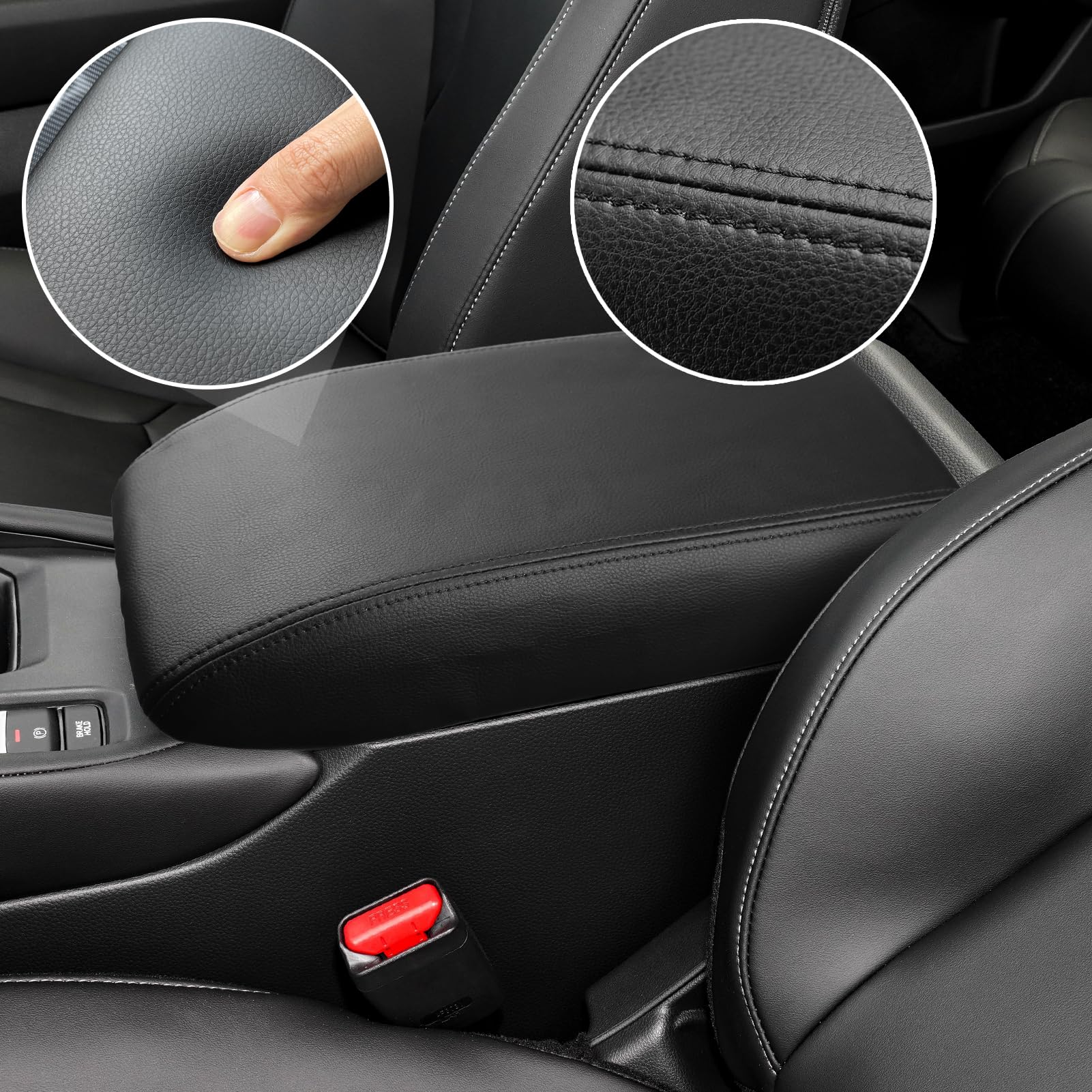 Honda Accord 2023 2024 2025 Center Console Cover - Black Stitched Armrest Protector & Storage Box Lid Accessories | Compatible with CKE | Perfect for Car Interior Protection & Organization