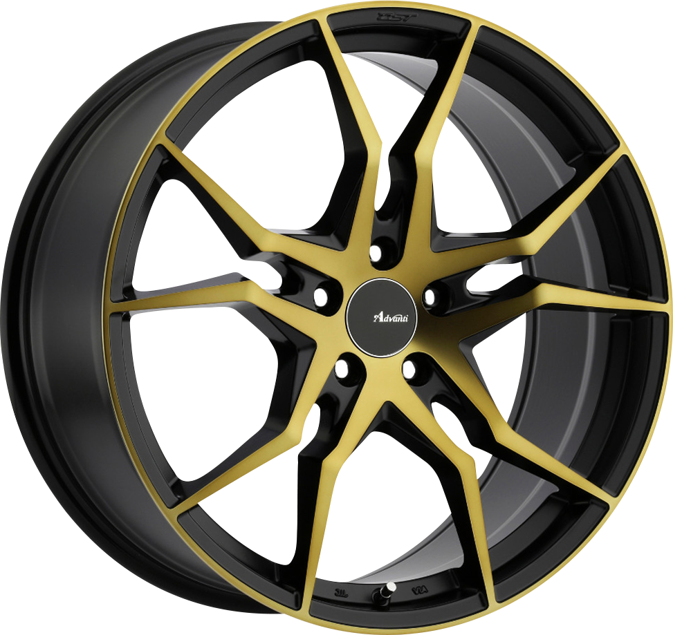 Advanti Hydra Matte Black w/ Machined Bronze Face 18x8 +35 5x114.3mm 73.1mm Wheel Rims - High-Performance Alloy Wheels for Cars, Trucks & SUVs - Perfect for Street Racing, Off-Roading & Custom Builds