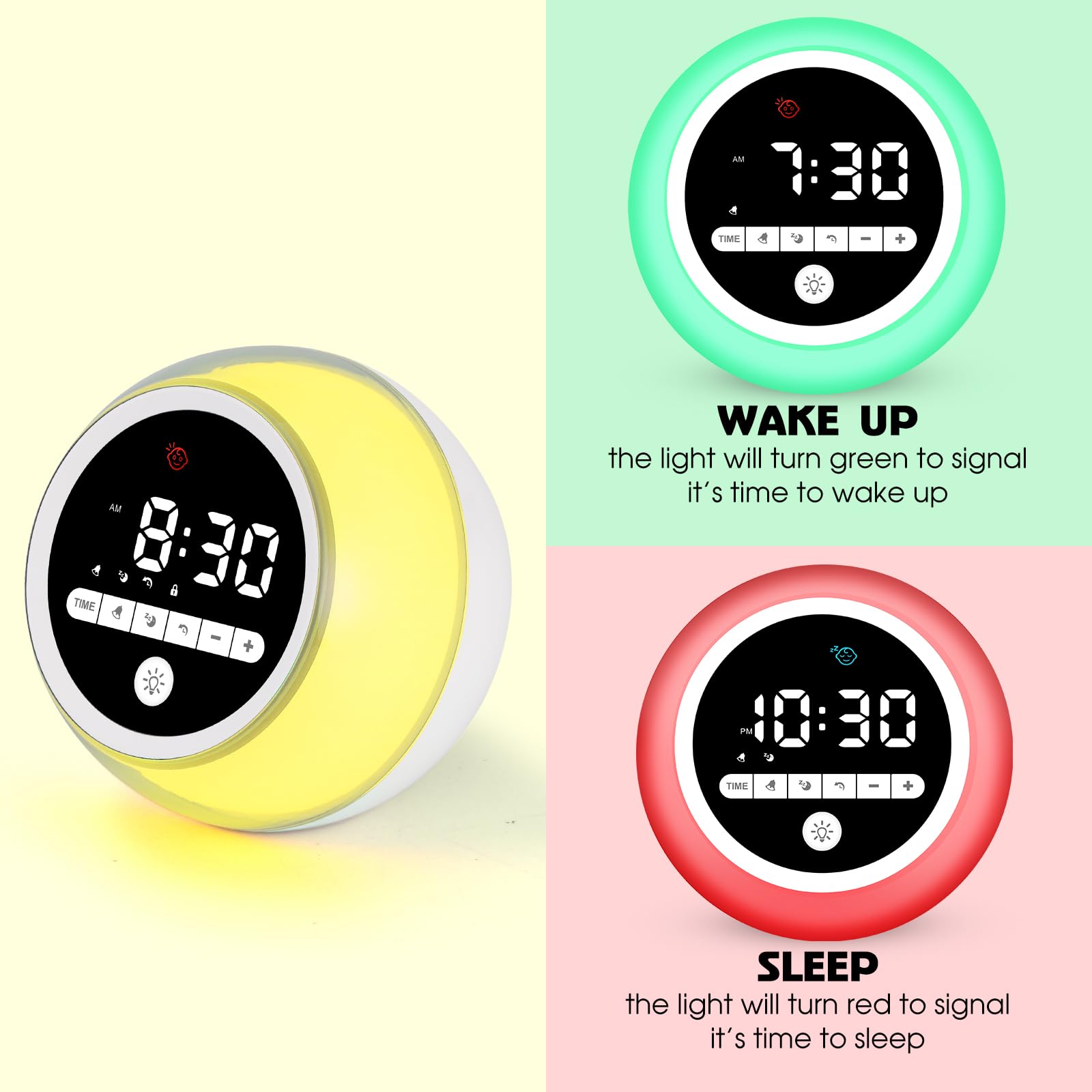Kids Alarm Clock with Night Light & Nap Timer - Sleep Training Clock for Toddlers & Children | Perfect for Bedtime, Wake-Up Training & Nursery Decor