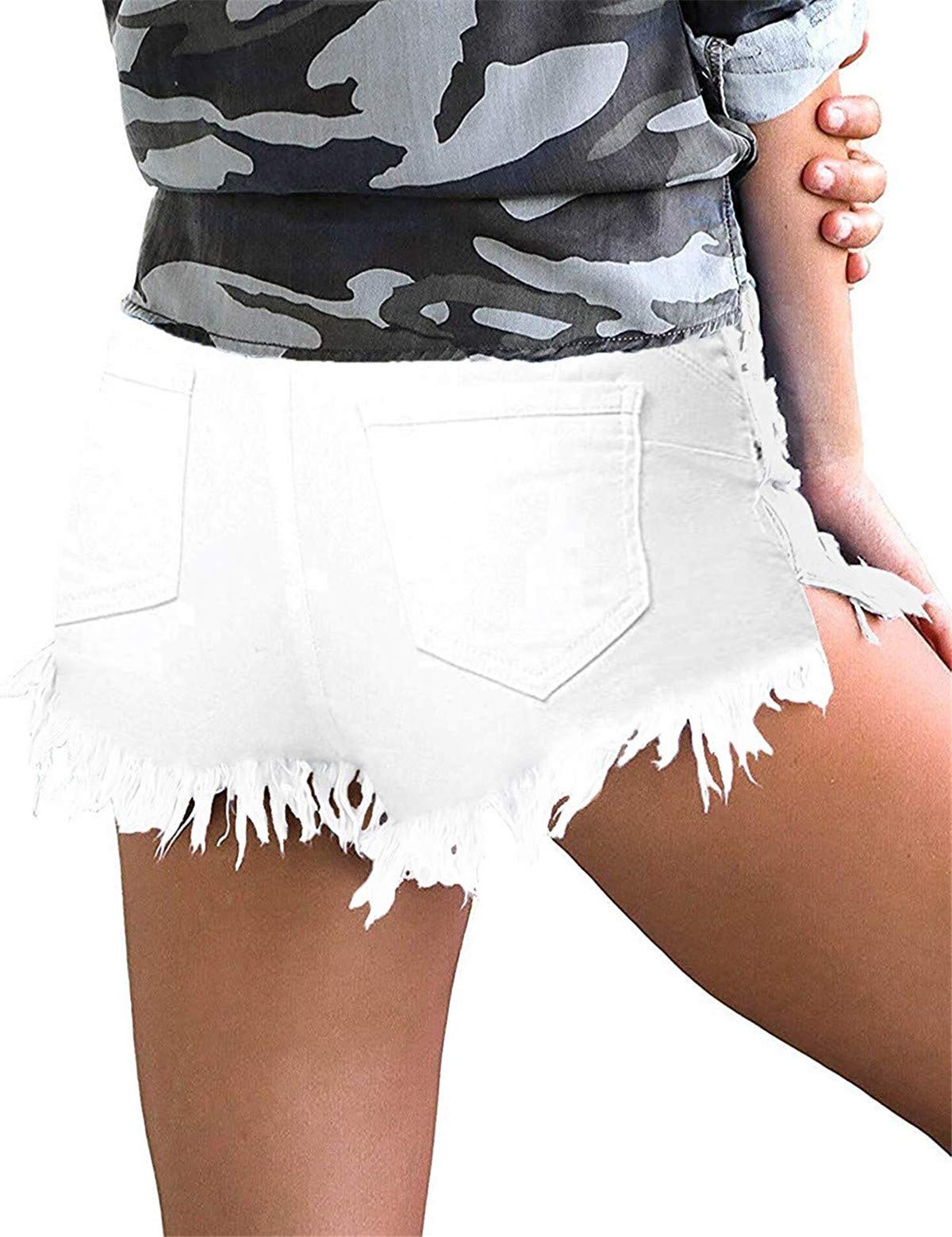 MODARANI Women's Distressed Ripped Denim Shorts - High Waisted Cut Off Jean Shorts for Summer | Perfect for Beach, Music Festivals & Casual Outfits