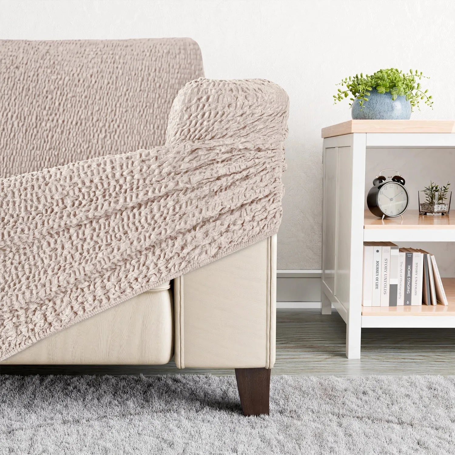 2 Seater Recliner Slipcover - Soft Velvet Stretch Sofa Cover with Elastic Hem, Perfect for Living Room Furniture Protection and Style Upgrade