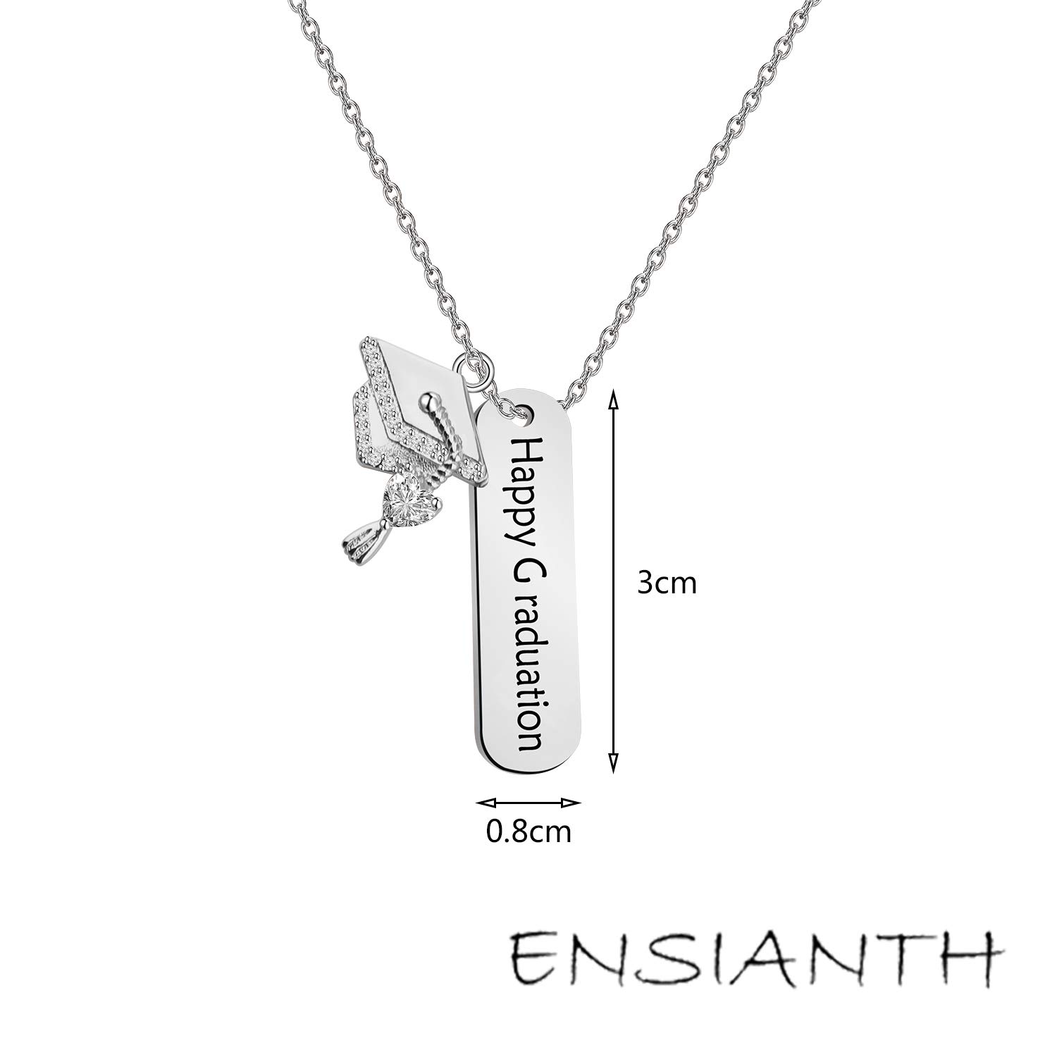 ENSIANTH Sterling Silver Graduation Necklace - Elegant Jewelry Gift for Graduates, High School & College - Perfect for Graduation Party, Ceremony & Commencement Day