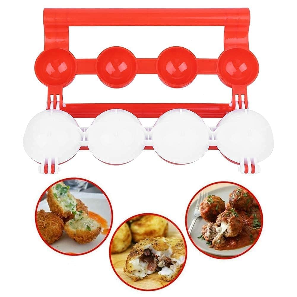 4-Grid Meatball Maker & Kibbeh Mold - Durable Plastic Meat Ball Molds for Perfect Homemade Meatballs - Ideal for Cooking, Meal Prep & Party Food Serving