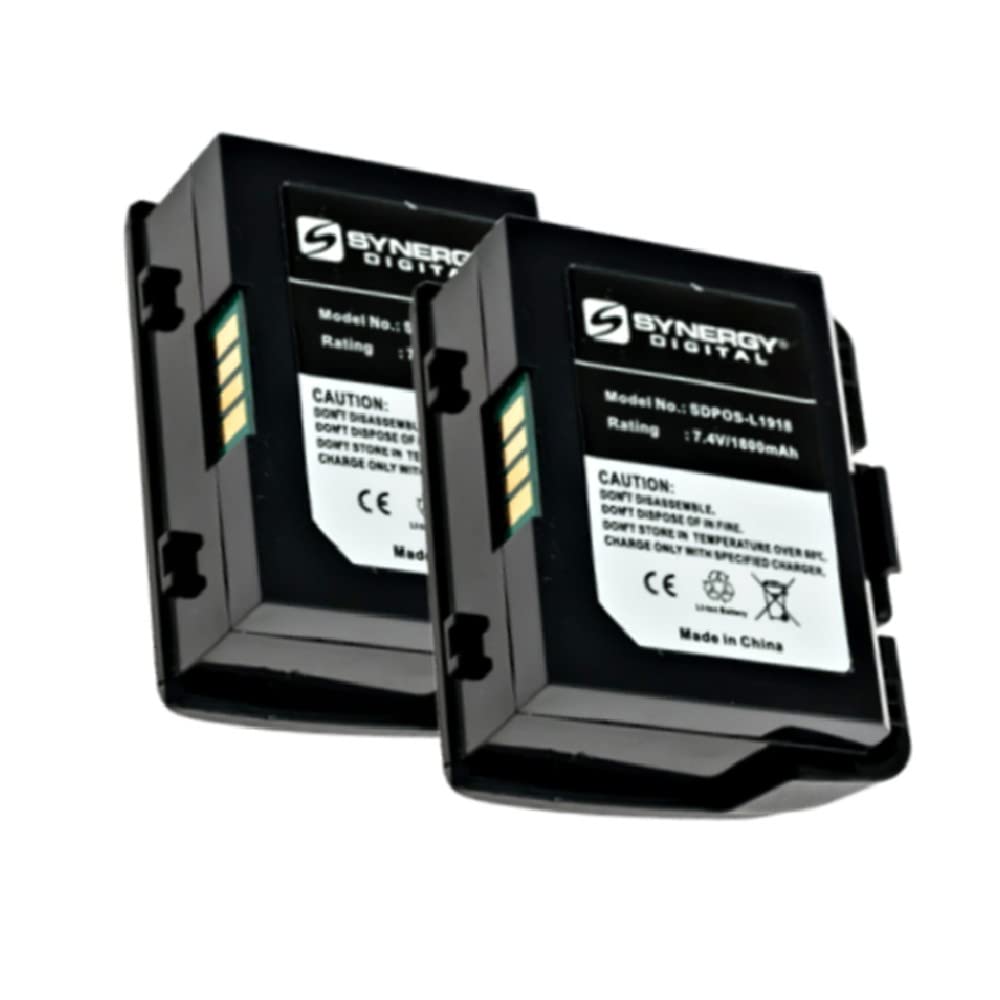 Synergy Digital VeriFone BPK268-001-01-A Replacement Battery Combo Pack - 2 x SDPOS-L1918 Batteries for VeriFone VX520, VX680 POS Systems - Perfect for Retail Stores & Restaurants
