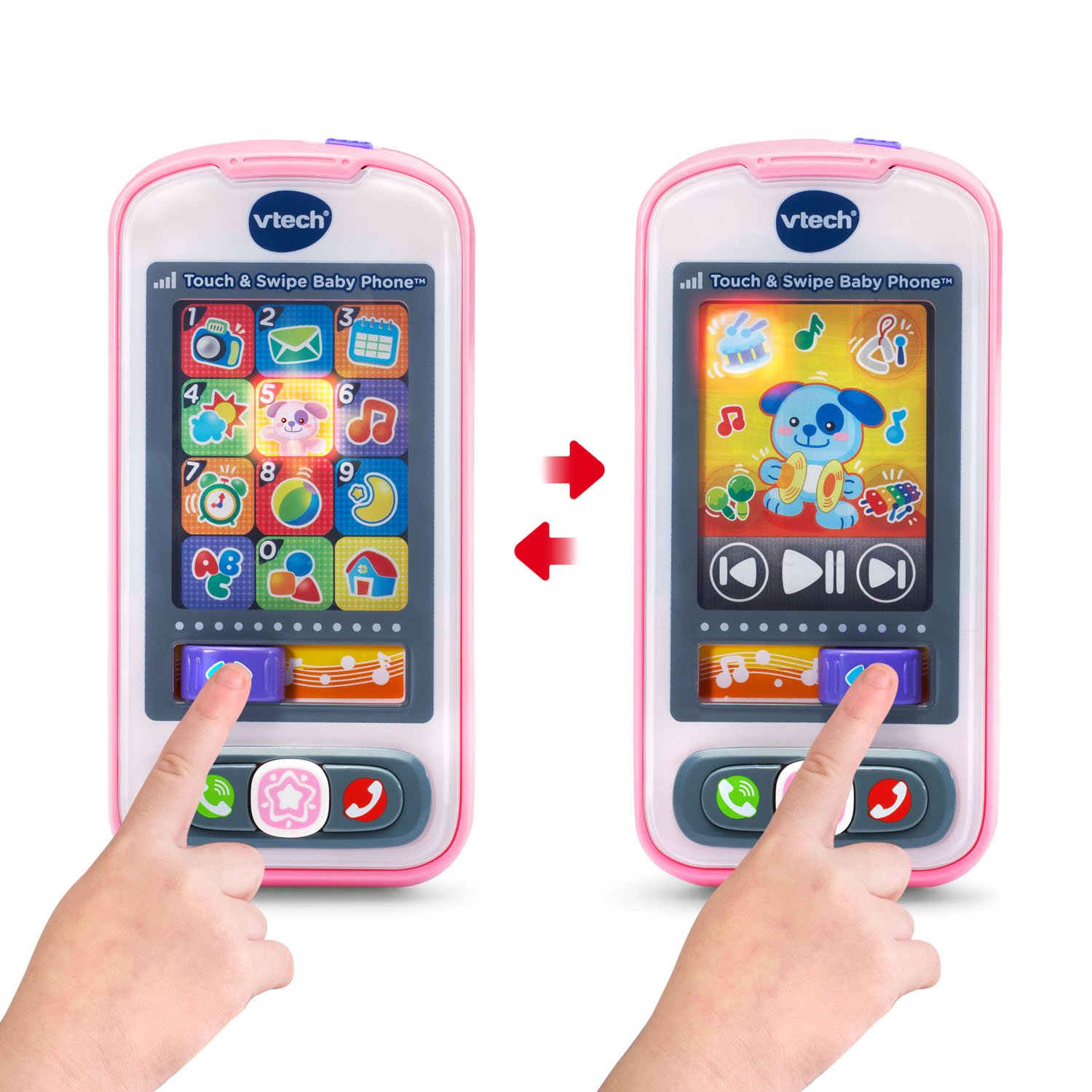 VTech Touch and Swipe Baby Phone - Interactive Learning Toy for Toddlers 1-3 Years, Pink | Pretend Play, Early Education & Sensory Development Gift for Boys & Girls