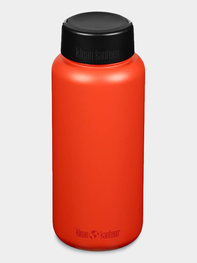 Klean Kanteen 40oz (1182ml) Wide Mouth Stainless Steel Water Bottle with Loop Cap - Leak Proof, BPA Free for Hiking, Gym & Outdoor Activities