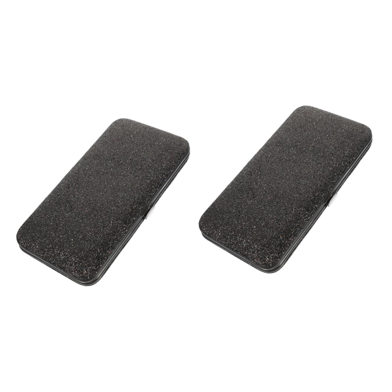 2pcs Black PVC Makeup Tweezers Storage Bag - Eyelash Extension Organizer & Pedicure Tool Holder - Perfect for Salon, Travel & Home Use
