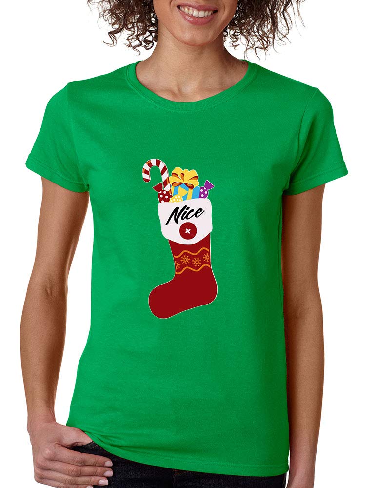 ALLNTRENDS Women's Funny Christmas Ugly Socks Graphic T-Shirt - Cute Holiday Novelty Tee for Xmas Parties & Festive Family Gatherings