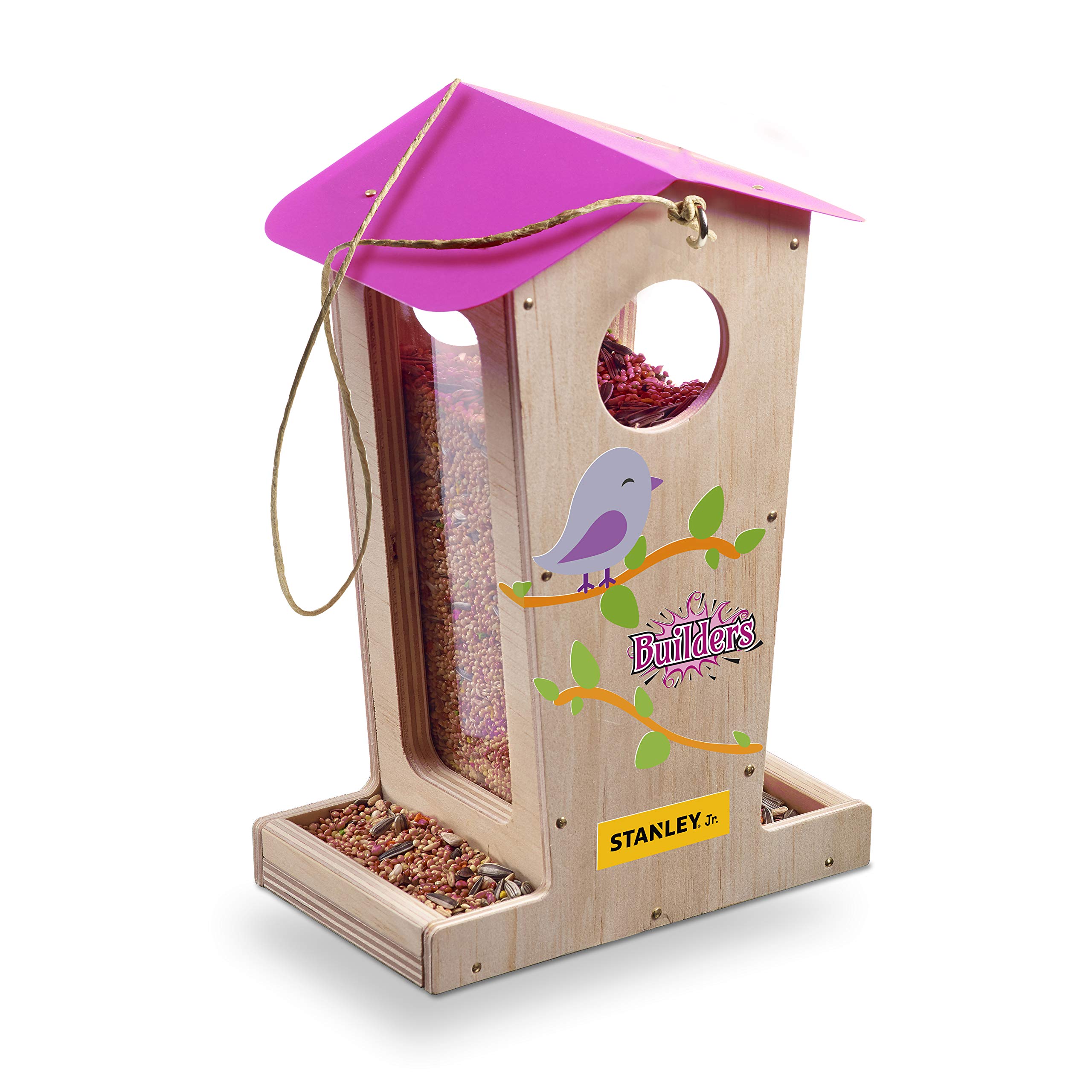 Stanley Jr Red Tool Box - DIY Kids Wooden Bird Feeder Kit for Outdoor Garden & Backyard Activities | Creative STEM Project for Children