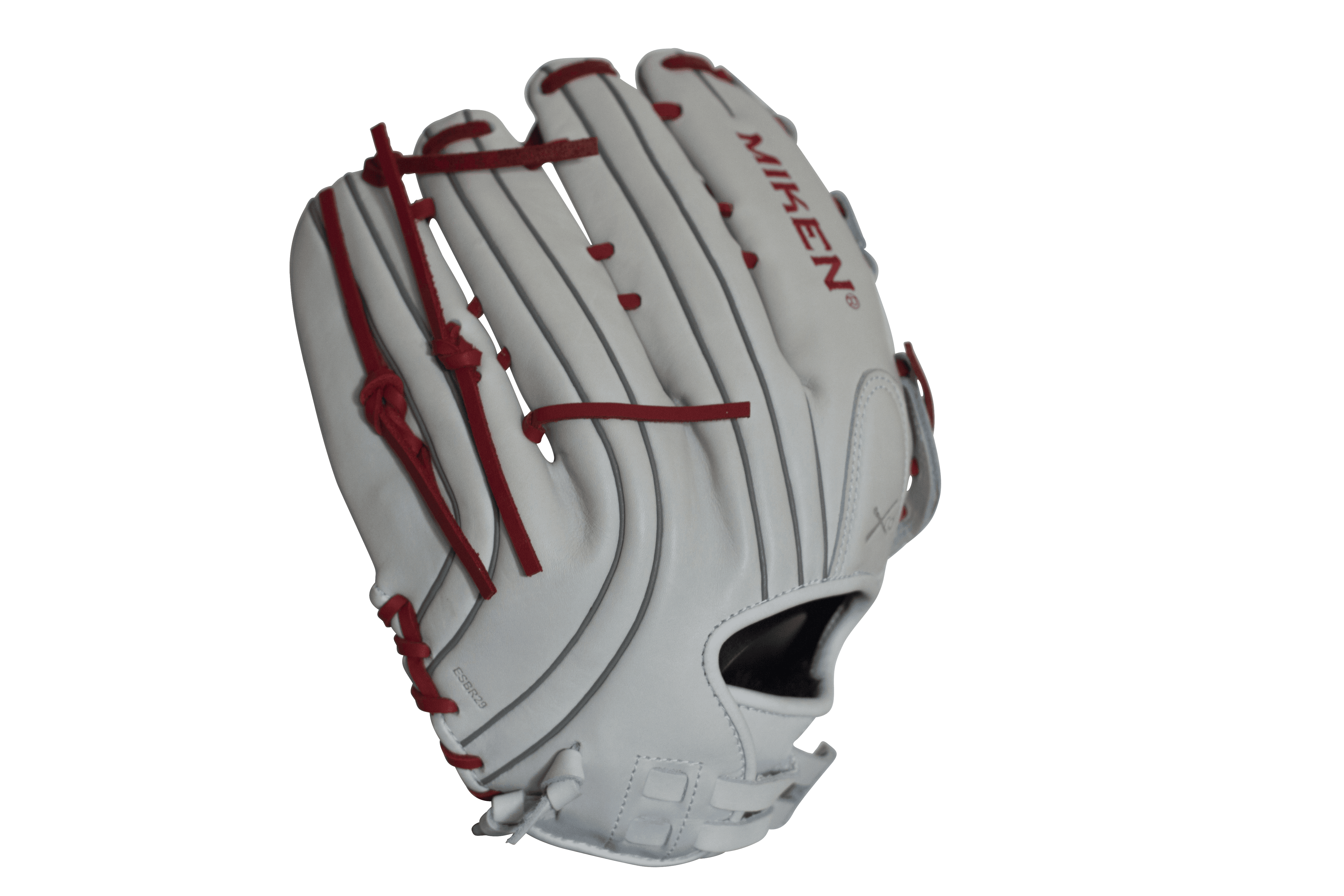 Miken Pro Series 13.5 Inch Slow Pitch Softball Fielding Glove - White/Scarlet (PRO135WS) | Perfect for Adult Slow Pitch Games & Training Practice