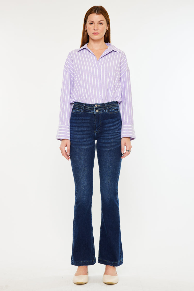 Caroline High Rise Flare Jeans for Women - Vintage 70s Inspired Stretch Denim Pants | Perfect for Casual Outfits, Date Nights & Retro Fashion Looks