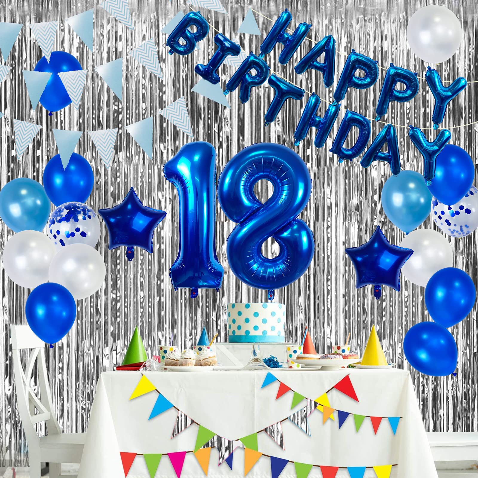 18th Birthday Party Decorations Set - Navy Blue & Gold Happy 18th Birthday Balloons Kit for Boys, Girls & Adults | Perfect for Milestone Celebrations, Graduation Parties & Coming of Age Events