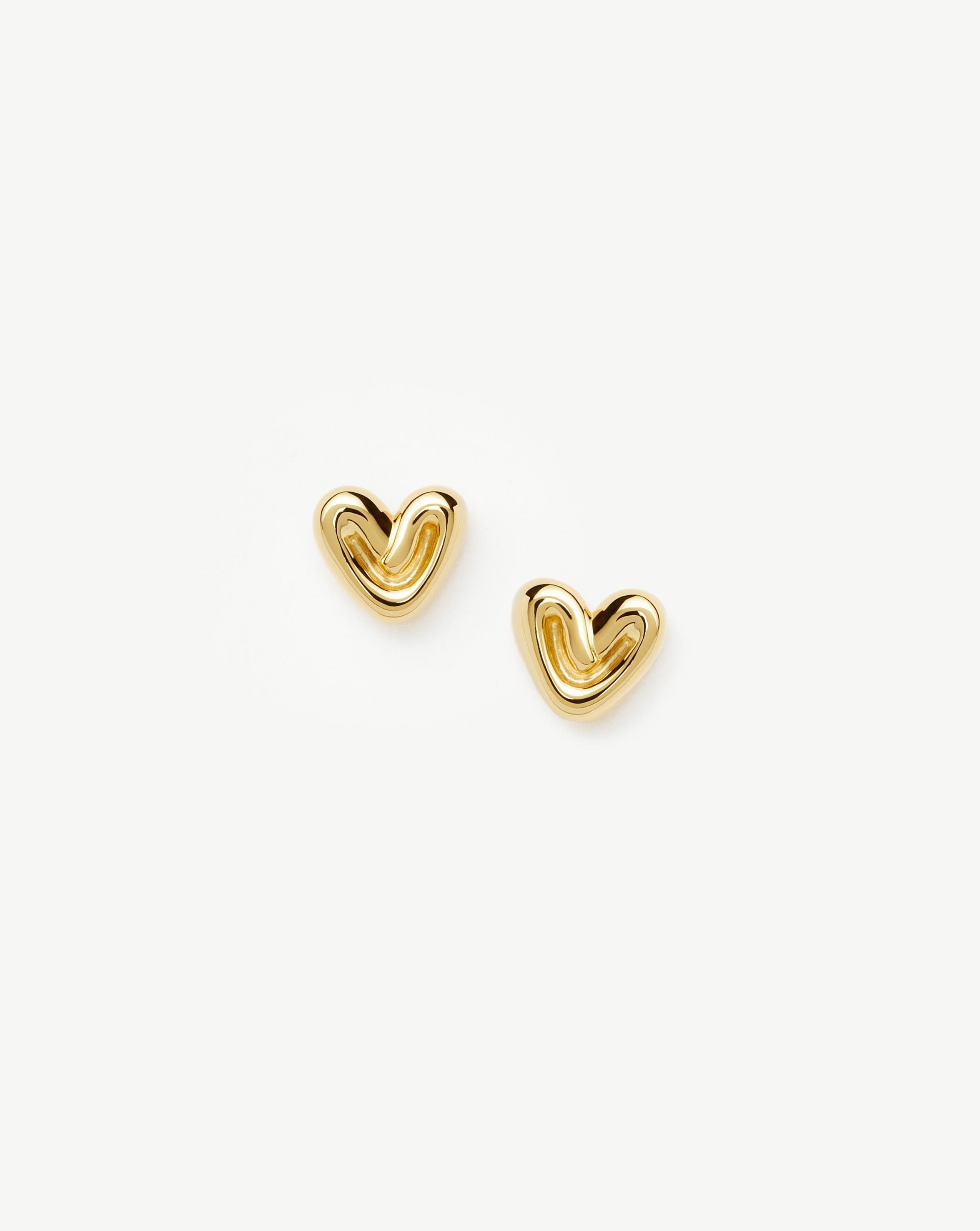 Puffy Heart Mini Stud Earrings - 18k Gold Vermeil Hypoallergenic Earrings for Women | Perfect for Valentine's Day, Anniversary & Everyday Wear
