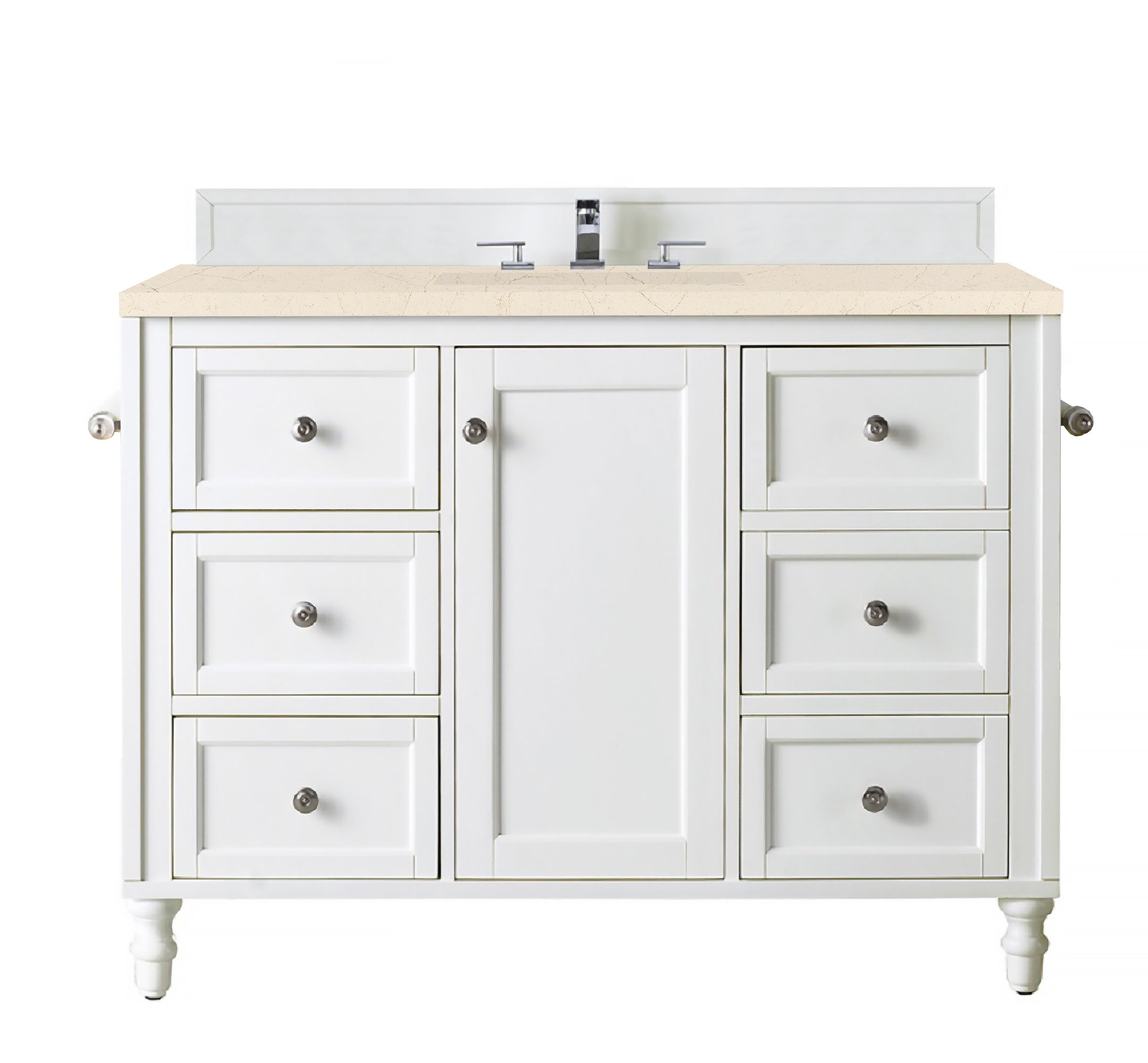 Copper Cove Encore 48 Inch Single Bathroom Vanity with 3CM Eternal Marfil Quartz Countertop - Bright White Finish | Perfect for Modern Master Bathrooms & Guest Bath Remodels