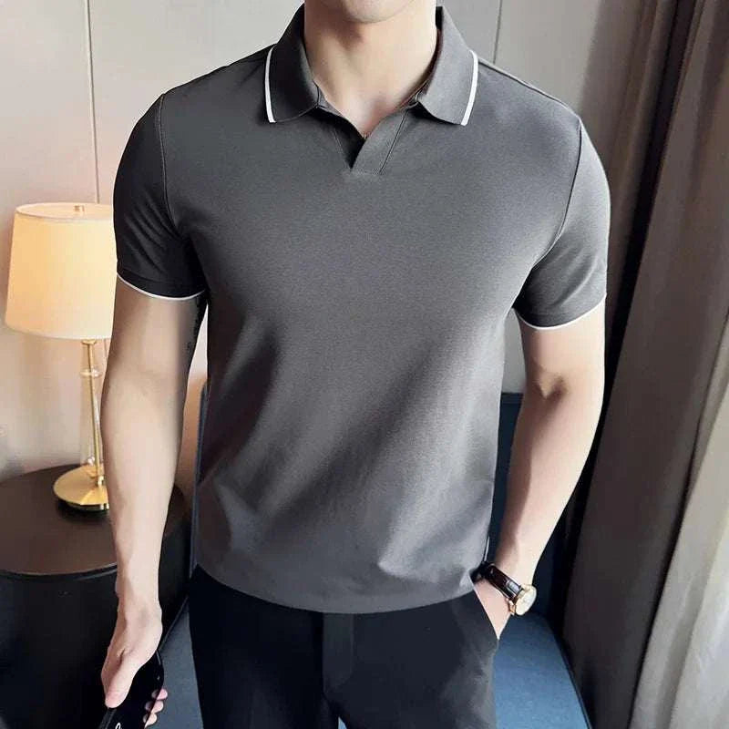 British Slim Fit Summer Polo Shirt for Men - Breathable Cotton Casual Short Sleeve Tee - Perfect for Golf, Office & Outdoor Activities