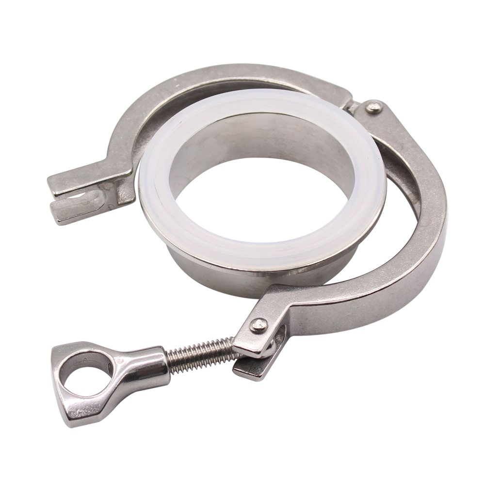 DERNORD 304 Stainless Steel Heavy Duty Tri Clamp with Wing Nut - 2 Inch Single Pin Ferrule TC Fitting (Pack of 5) for Brewing, Dairy, Food Processing & Pharmaceutical Industries