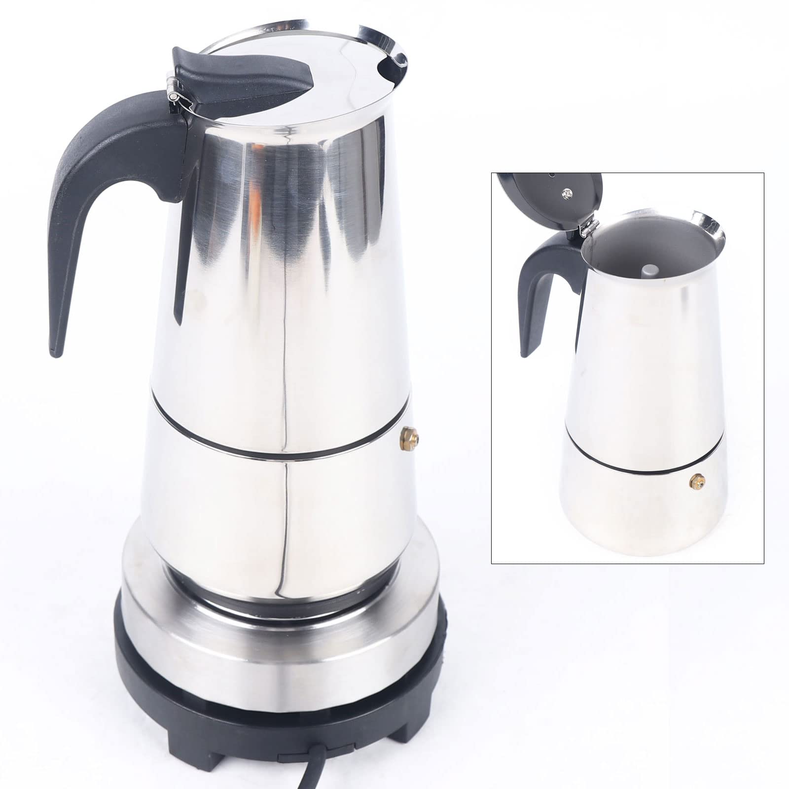 9 Cups Electric Stovetop Espresso Maker - Stainless Steel Moka Pot for Italian & Cuban Coffee (450ml) | Perfect for Home Brewing, Camping & Office Use