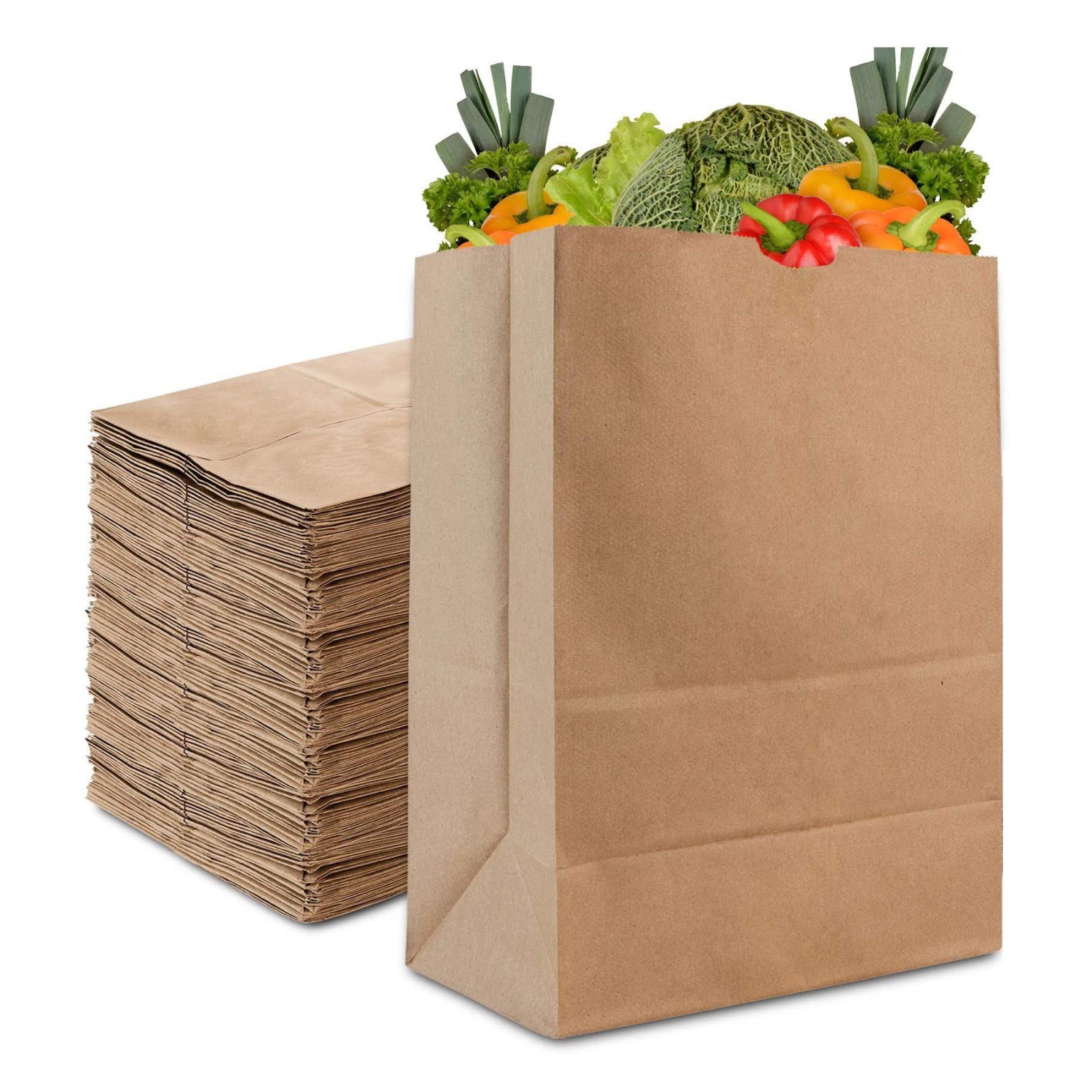 Stock Your Home 57 Lb Kraft Brown Paper Bags (50 Count) - Bulk Kraft Brown Grocery Bags for Shopping, Takeout & Retail - Eco-Friendly Large Paper Bags for Stores, Restaurants & Parties