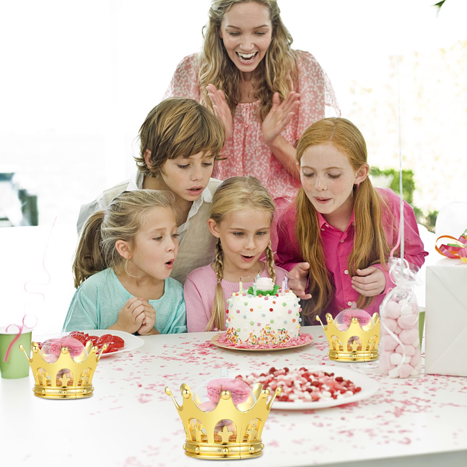 24-Piece Fillable Gold Crown Party Favors with Dome - Perfect for Birthday, Graduation & Celebration Decorations | JC Hummingbird JCHB | Great for Themed Parties, Photo Booths & Special Events