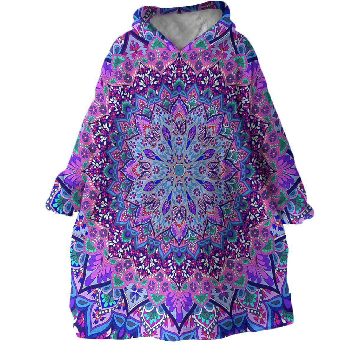 Cozy Cosmic Bohemian Wearable Blanket Hoodie - Soft Fleece Lounge Wear for Women | Perfect for Netflix Nights, Camping & Winter Relaxation