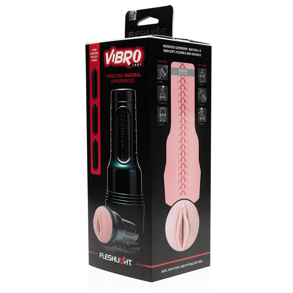 Fleshlight Vibro Touch Pink Lady - Rechargeable Vibrating Masturbator for Men | Waterproof & Hands-Free Design | Perfect for Solo Play & Couples Use