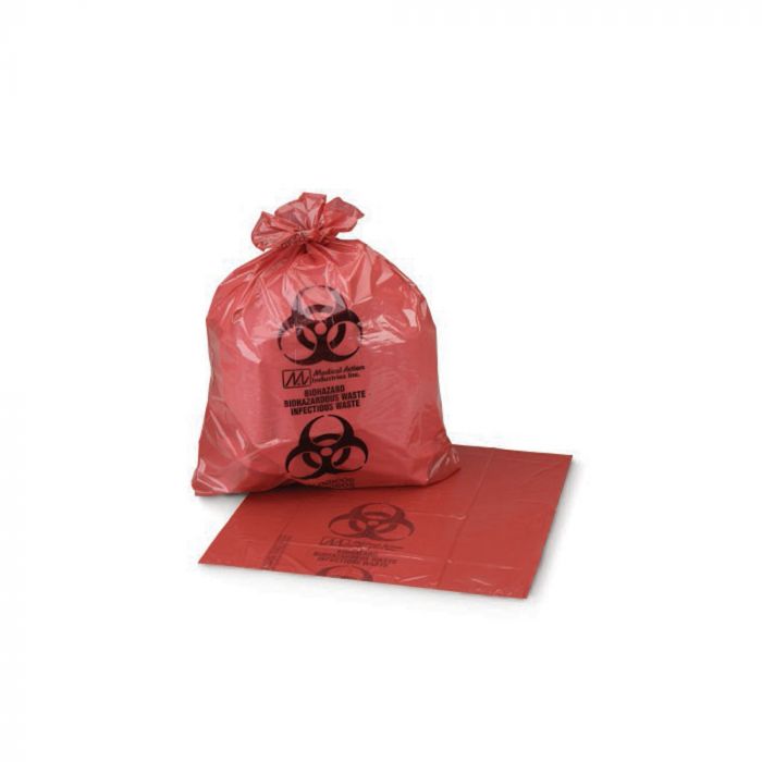 Biohazard Red 10-15 Gallon Trash Bags - 25 Count Roll | Heavy-Duty Medical Waste Disposal Bags for Hospitals, Clinics & Home Use