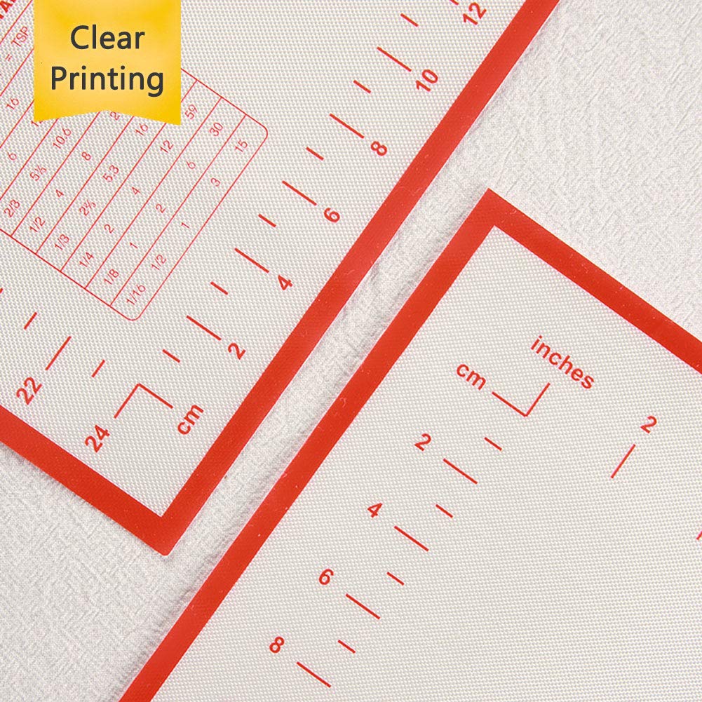 Non-Stick Silicone Baking Mat - Extra Thick Pastry Mat with Measurements for Fondant, Dough Rolling & Pie Crust | 16x20 Inch Oven Liner & Counter Protector | Ideal for Baking, Cooking & Kitchen Prep