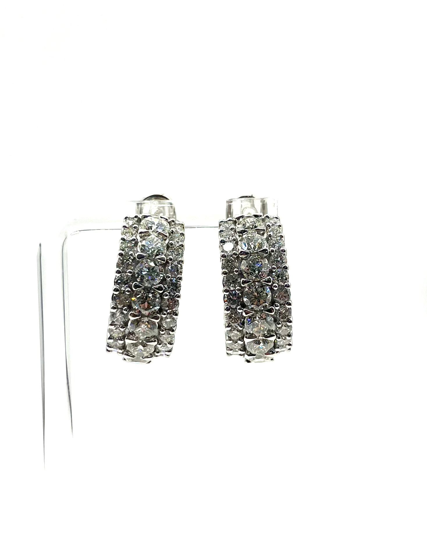 14K White Gold 10ctw Natural Diamond Hoop Earrings for Women - Elegant Everyday & Wedding Jewelry Gift