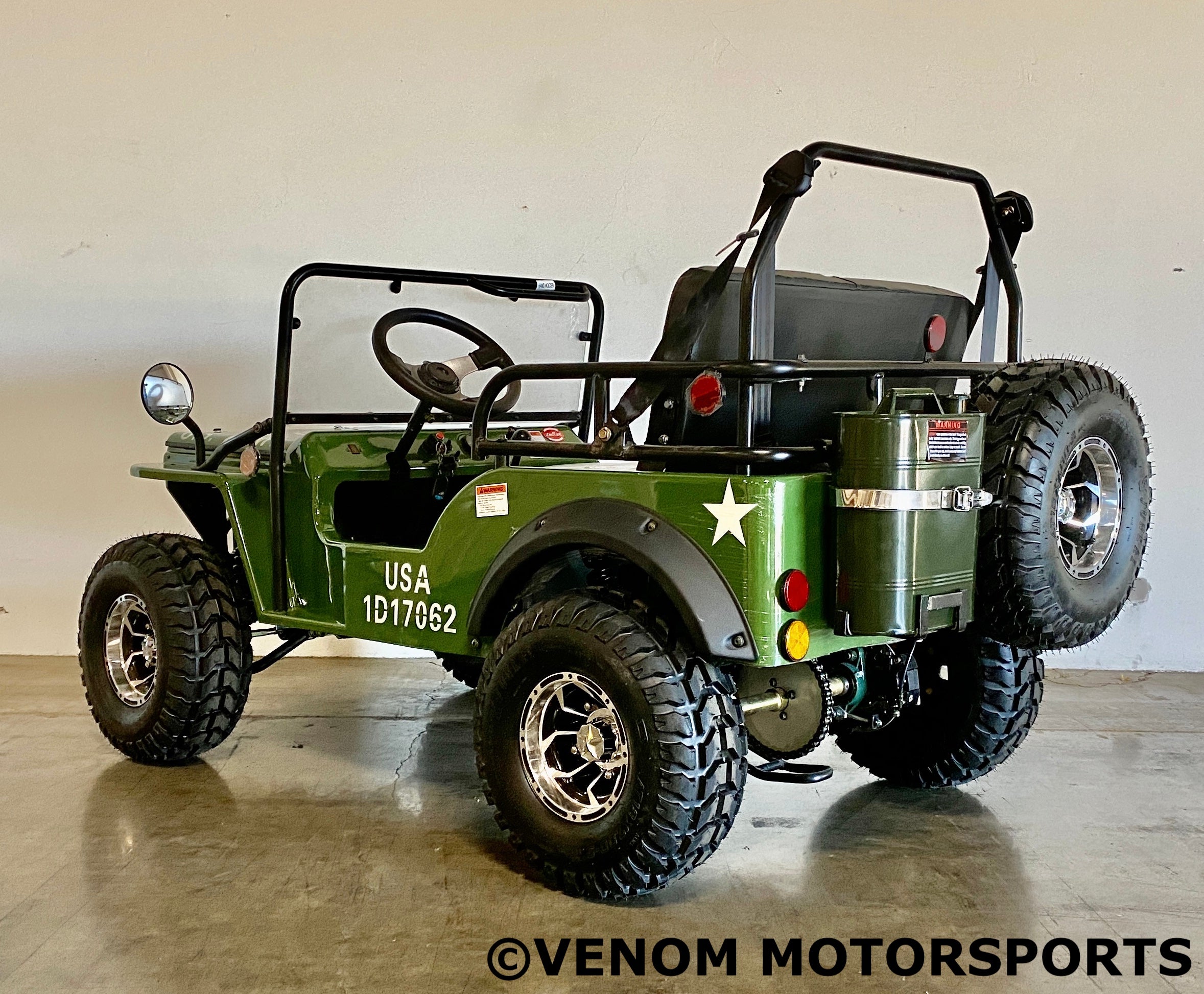 Venom Mini Jeep 125cc 2-Seater Off-Road Vehicle - Willys Edition with 3-Speed Transmission | Perfect for Kids & Adults, Backyard Adventure, Camping & Trail Riding
