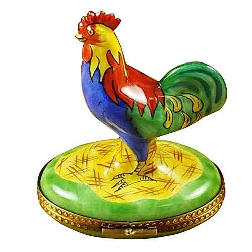 Hand-Painted Rooster Limoges Box - French Porcelain Collectible Trinket Jewelry Box | Perfect for Home Decor, Gift Giving & Collector's Display