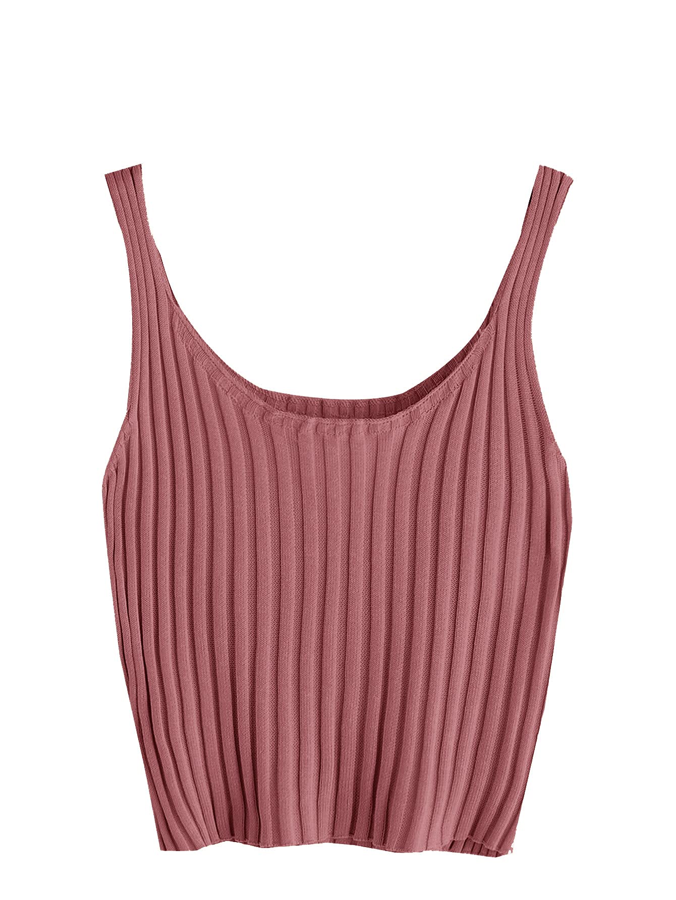 SweatyRocks Women's Ribbed Knit Crop Tank Top - Spaghetti Strap Camisole Vest for Summer, Beach, Casual Wear & Layering